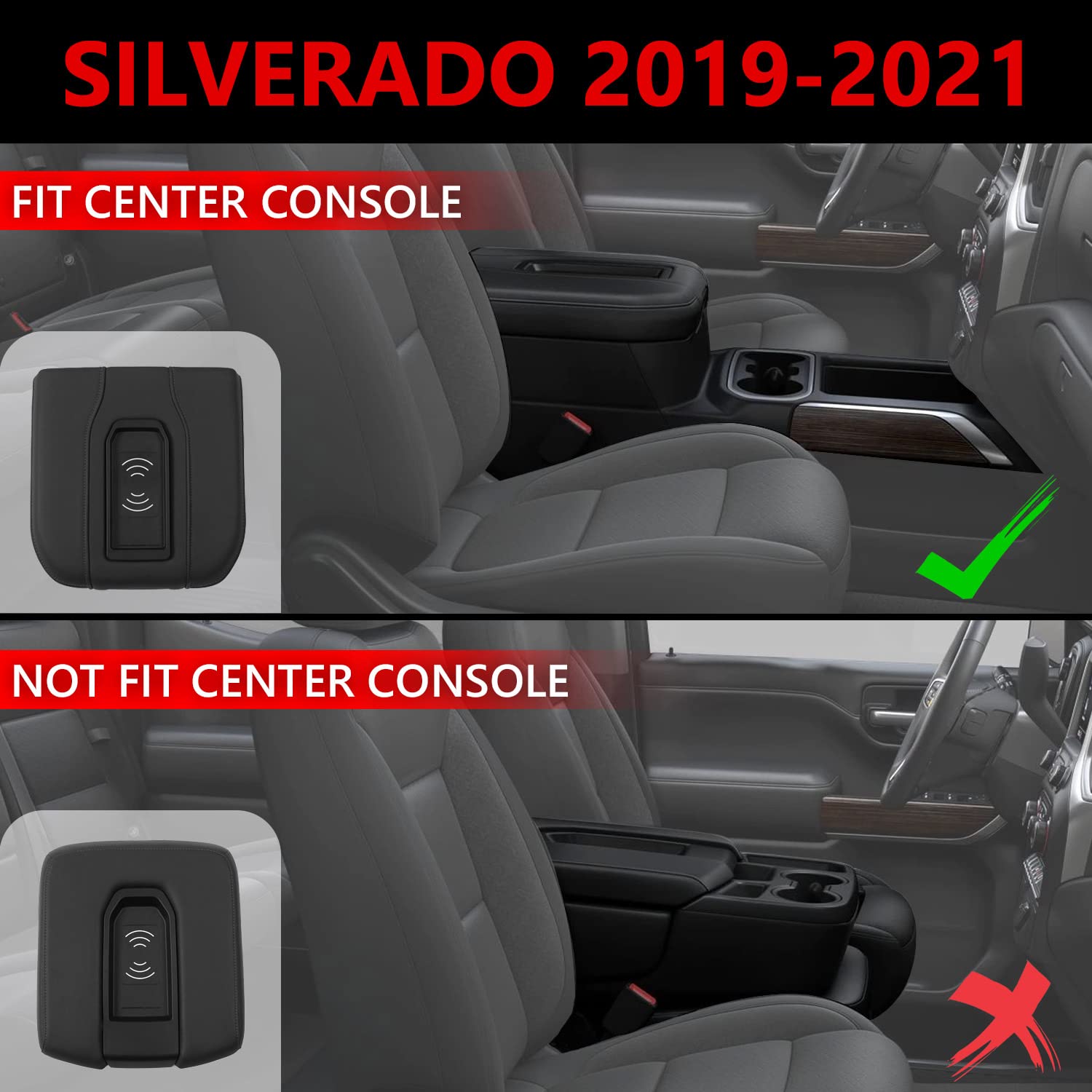 Xipoo Wireless Charger Pad for Chevy Silverado & GMC Sierra (2019-2021) | Fast Qi-Certified Phone Charging Station | Replacement Accessory for Full Console Models | Perfect for Road Trips & Daily Commutes