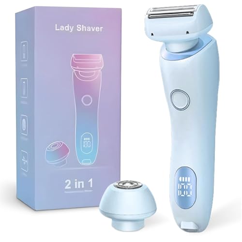 Dusk Glide Pro 3.0 Women's Electric Razor - 2-in-1 Waterproof Shaver for Smooth Legs & Bikini Line - Rechargeable Cordless Shaver for Travel & Home Use (Blue)