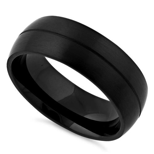 Premium Stainless Steel Black Groove Band Ring for Men & Women - Durable, Hypoallergenic Wedding, Engagement, or Fashion Jewelry - Perfect for Everyday Wear, Gifts & Special Occasions