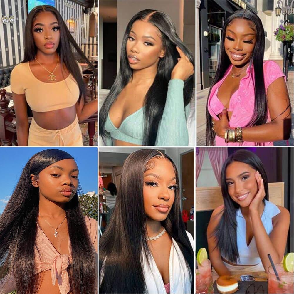 26 Inch Straight Lace Front Human Hair Wig - 250% Density 13x6 HD Lace - Glueless Pre-Plucked Natural Hairline for Women - Perfect for Daily Wear, Cosplay & Special Occasions