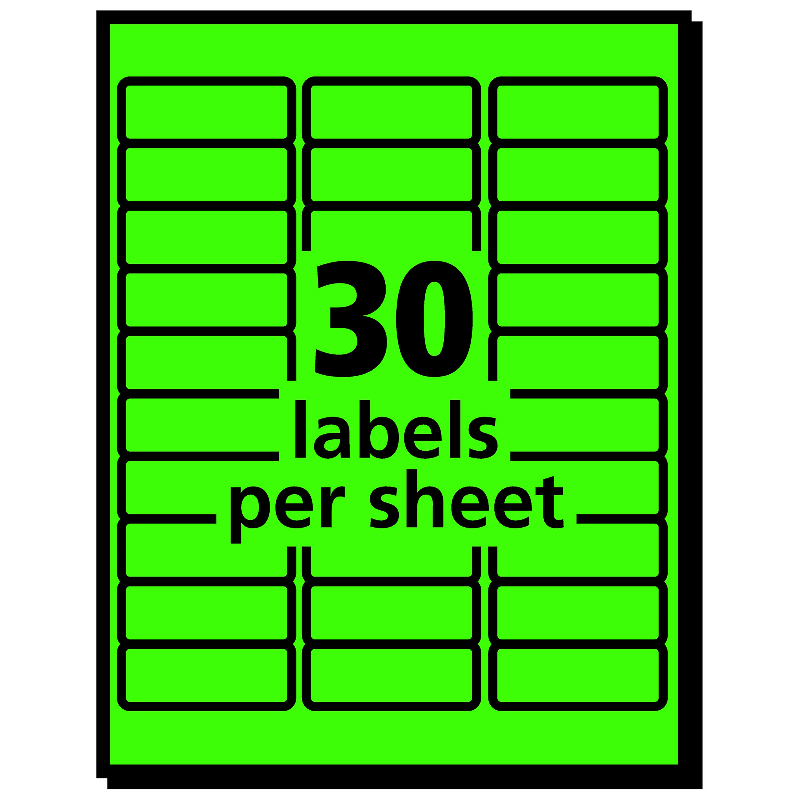 Avery Neon Green Address Labels 1 x 2 5/8