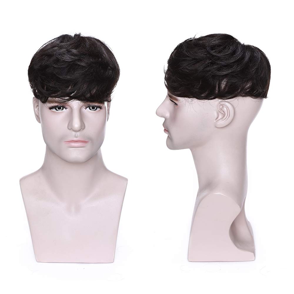 Natural Human Hair Topper for Men & Women - 4inch Clip-in Hairpiece for Thinning Hair (Color #1B Black) | Perfect for Daily Wear, Parties & Special Occasions