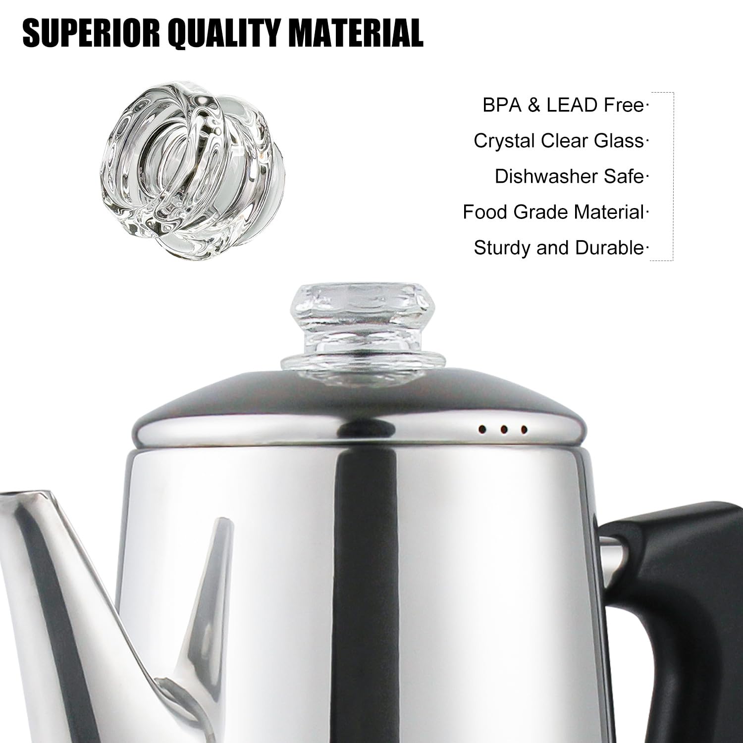 **Borosilicate Glass Coffee Percolator Knob Replacement - Heat Resistant & Durable for Electric & Camping Percolators - Perfect for Outdoor Adventures & Home Brewing**
