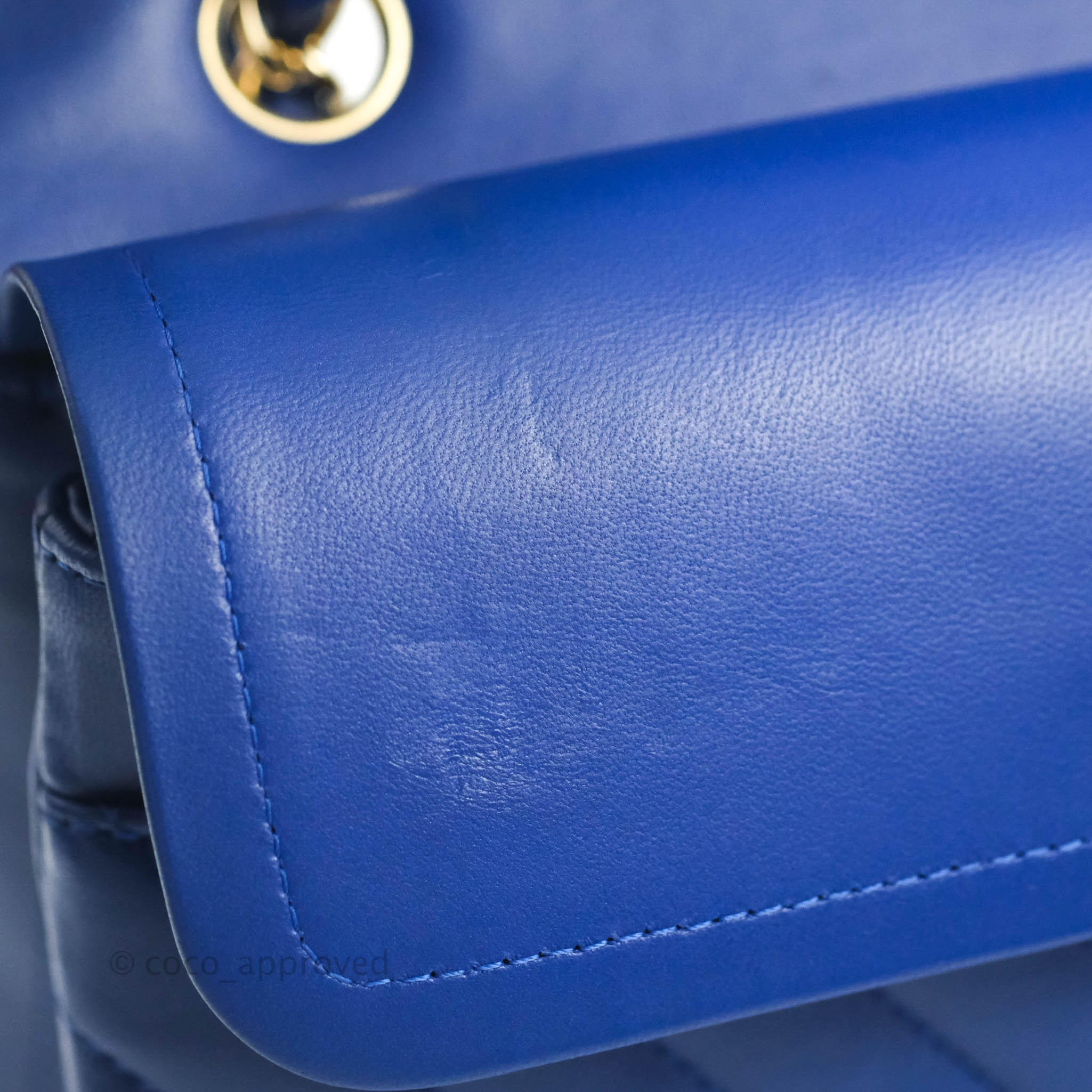 Chanel Classic M/L Medium Chevron Double Flap Bag in Blue Lambskin with Gold Hardware - Luxury Handbag for Women, Perfect for Parties, Dating & Special Occasions