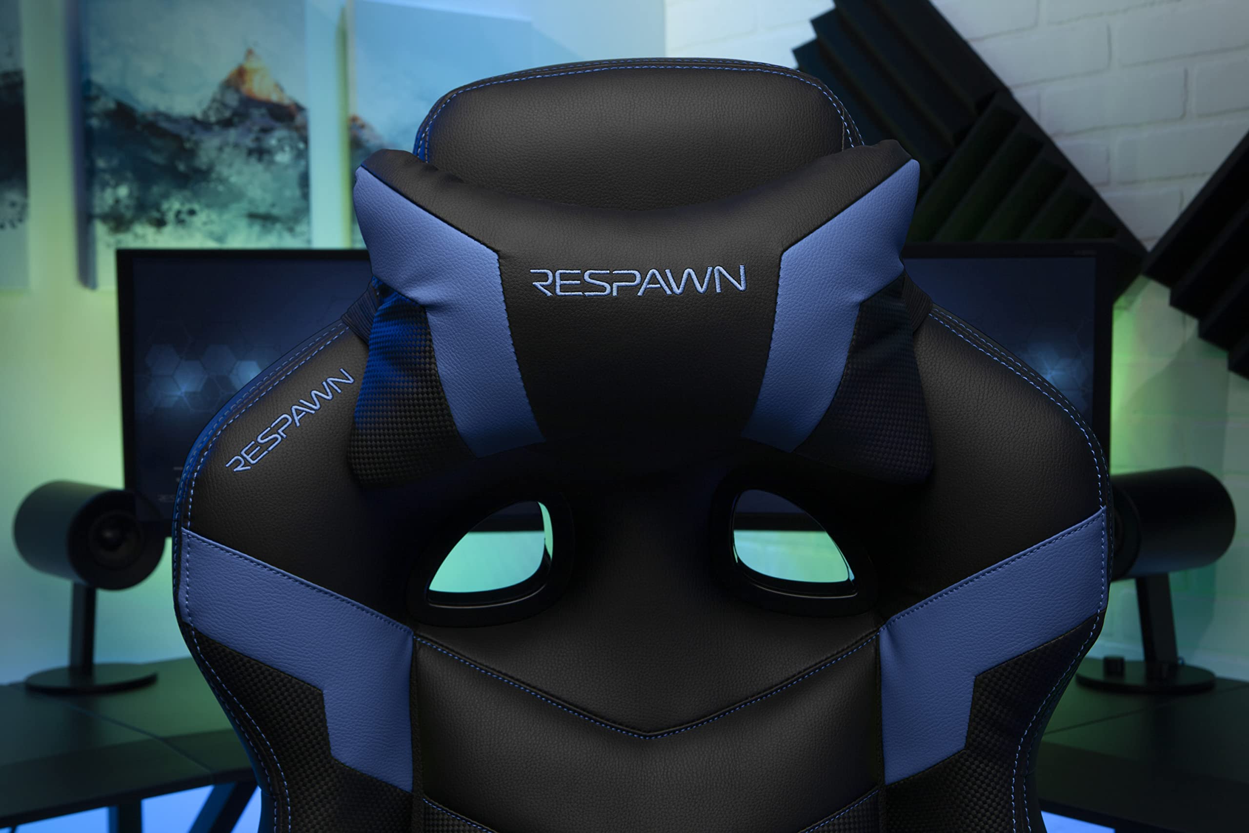 RESPAWN 110 Ergonomic Gaming Chair with Footrest - Racing Style High Back Office Chair with 360 Swivel, Adjustable Lumbar Support & Headrest Pillow - Perfect for PC Gaming, Home Office & Streaming Setup (2021 Blue)