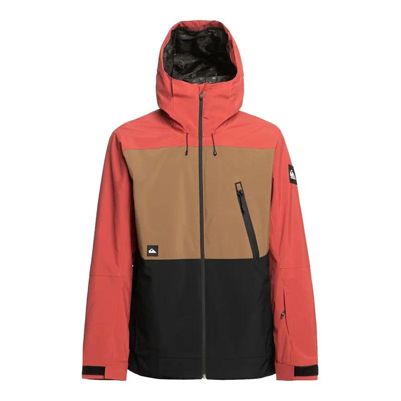 Quiksilver Sycamore Snow Jacket for Men & Women - Waterproof Winter Coat for Skiing, Snowboarding & Outdoor Adventures (Burgundy/Brown/Black)