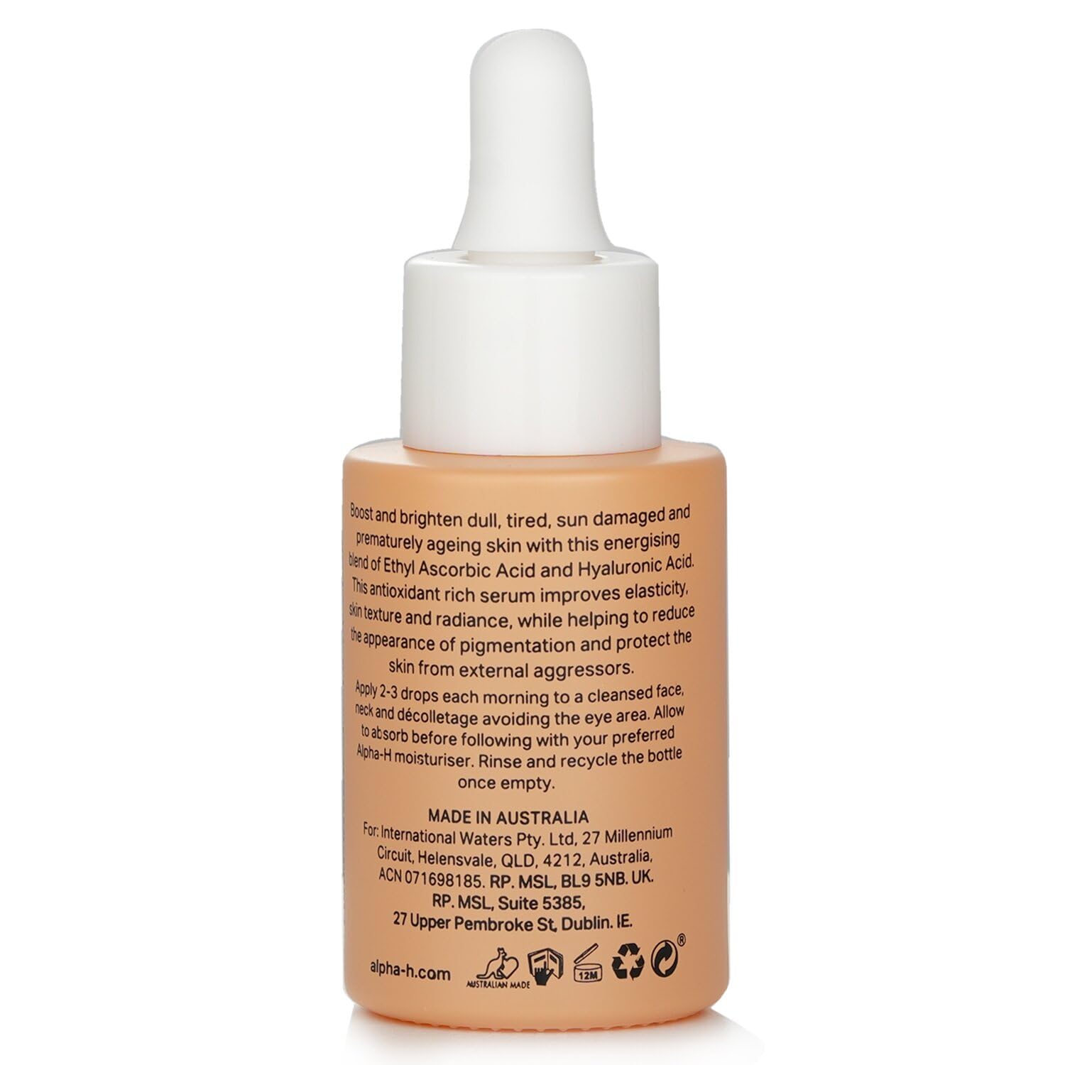 ALPHA-H Vitamin C Serum with 10% Ethyl Ascorbic Acid & Hyaluronic Acid - Brightening Facial Treatment for Dull Skin | Day & Night Use for Radiant Complexion | Anti-Aging Skincare for Women & Men