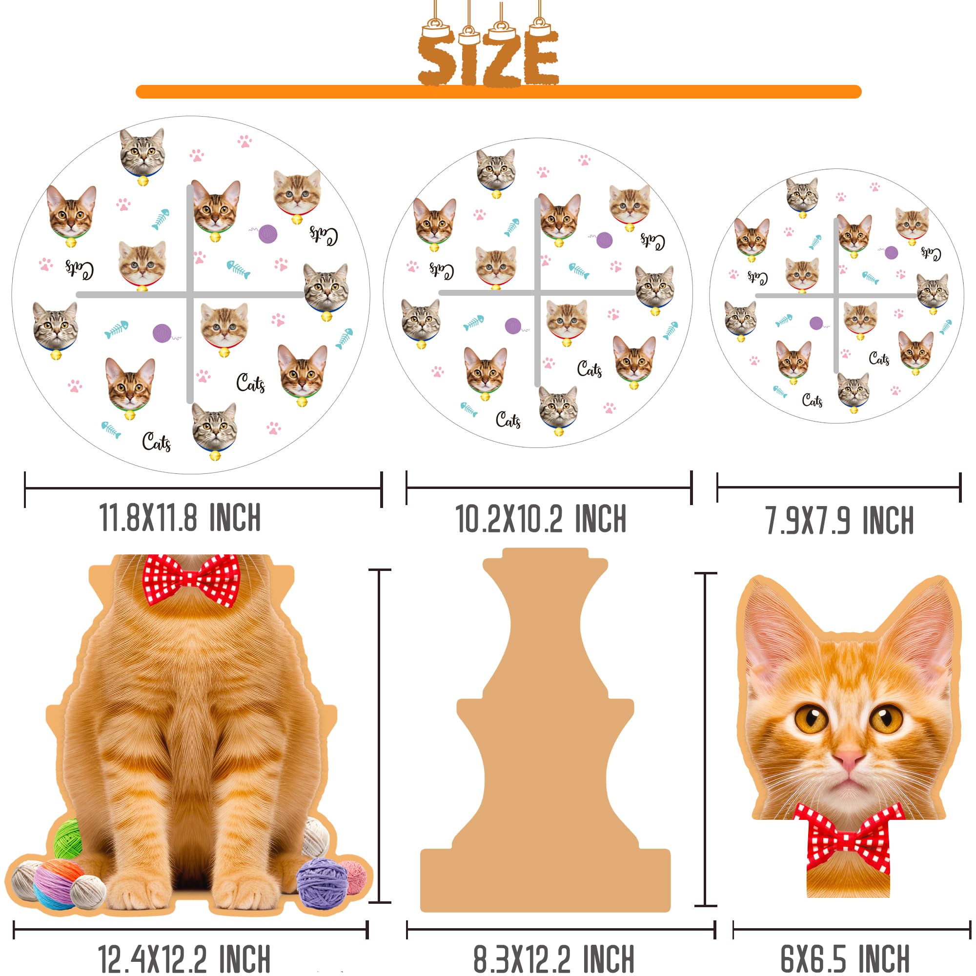 Orange Cat Cupcake Stand - 3 Tier Kitten Theme Dessert Tower for Cat Birthday Party Decorations | Perfect for Cat Lover Parties, Birthday Dessert Displays & Themed Celebrations