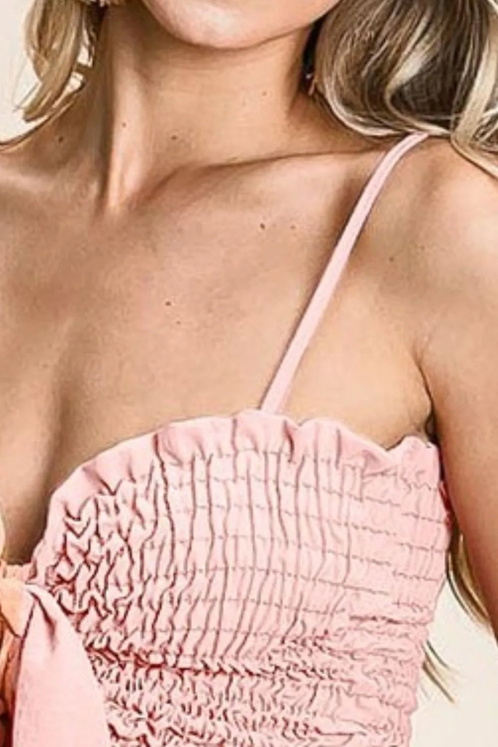 BiBi Woven Color Block Smocked Ribbon Bra Top - Women's Fashion Crop Top for Summer, Beach, Yoga & Casual Wear