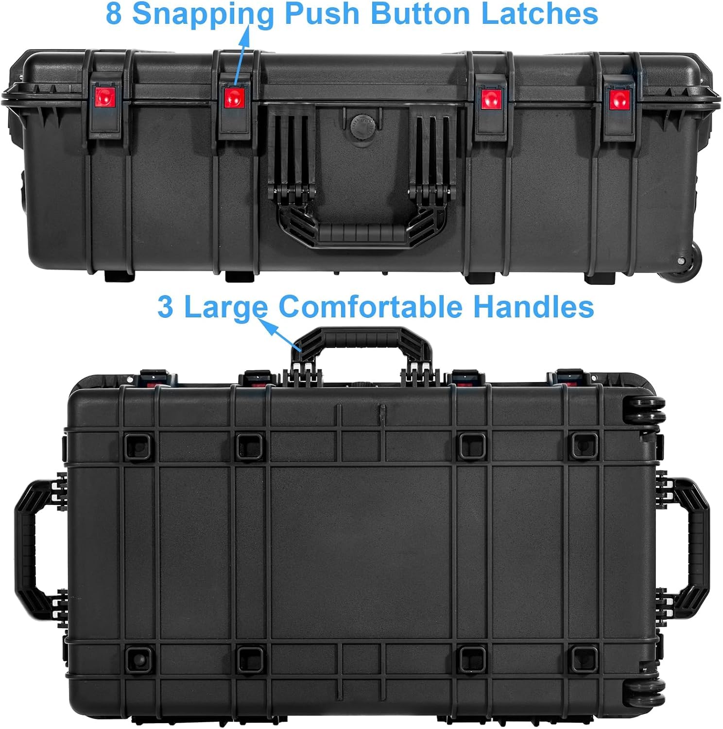 Waterproof Hard Case 35x20.5x12 Inch - IP67 Crushproof Rolling Equipment Case with Foam & Wheels for Camera, Tools, Electronics, Instruments | Travel, Storage & Transport Protection for Professional Gear