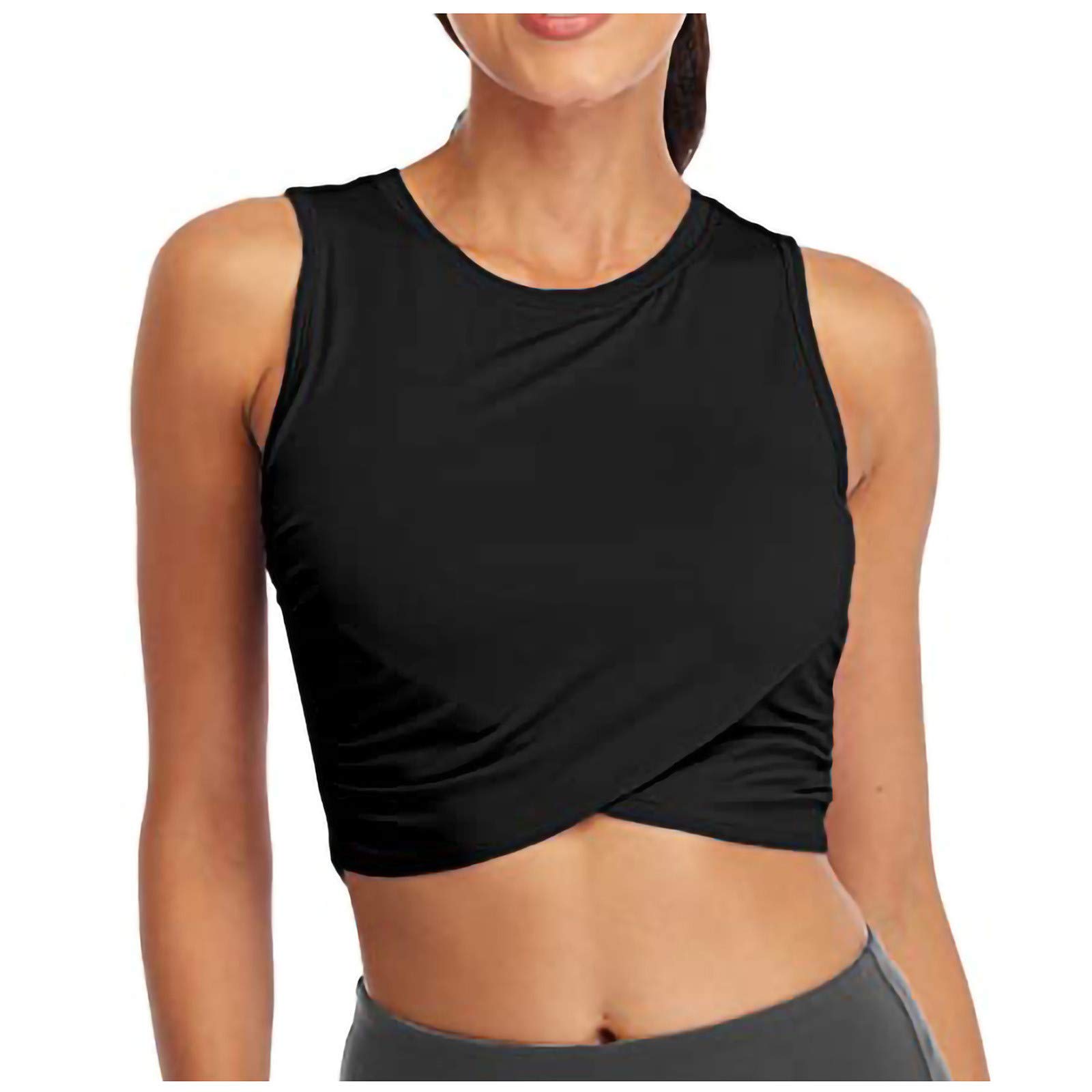 Women's Solid Color Workout Tops - Comfortable & Breathable Cropped Tank Top for Yoga, Dance & Fitness - Slim Fit Athletic Shirts for Gym, Running & Casual Wear