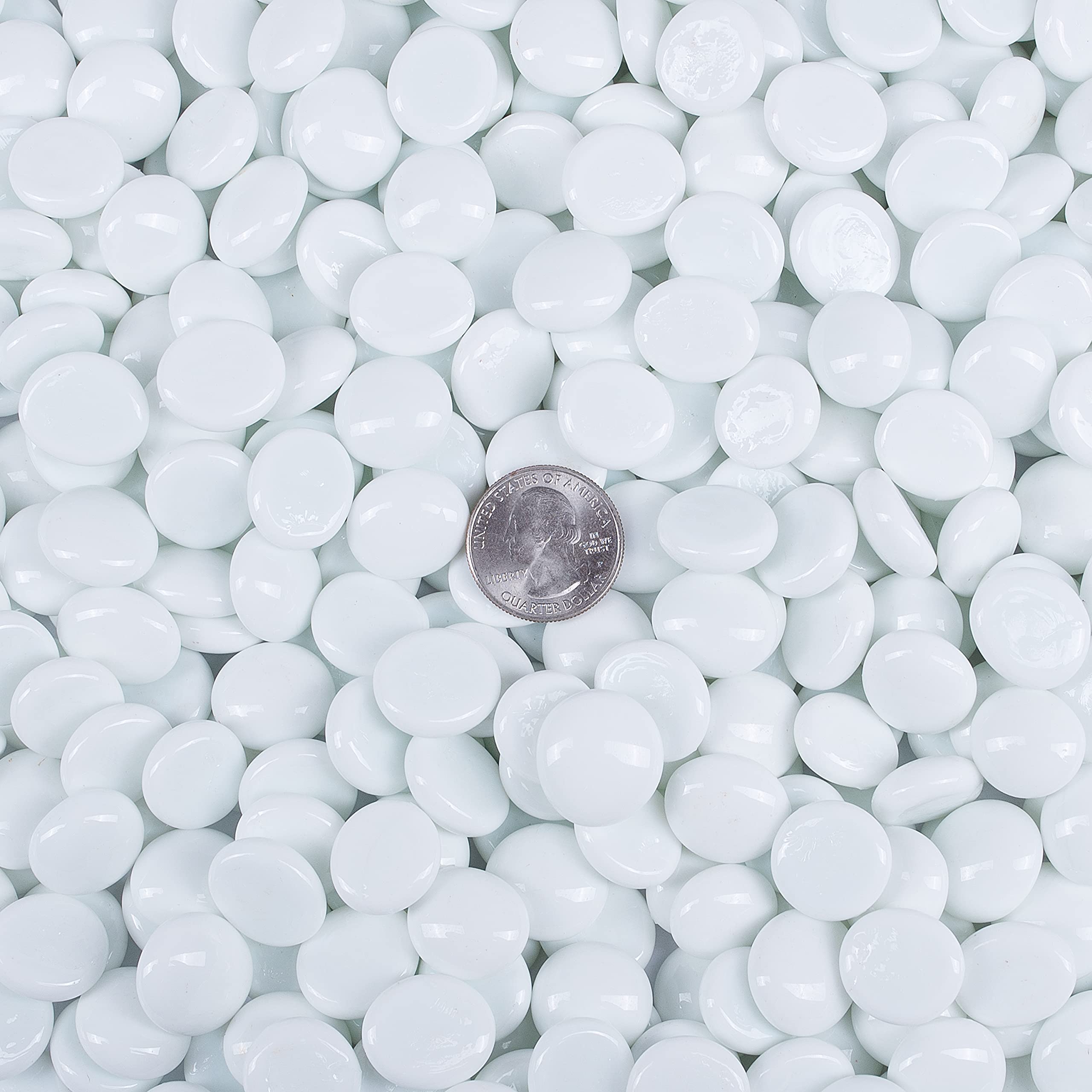 Galashield White Flat Glass Marbles - 1 LB (Approx. 100 PCS) Vase Filler, Decorative Glass Gems & Pebbles for Floral Arrangements, Home Decor, and Wedding Centerpieces