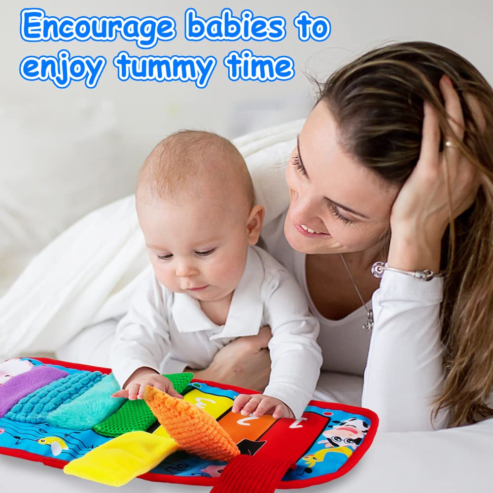 Black and White High Contrast Baby Mirror Toy - Tummy Time Sensory Infant Toy for Newborns 0-6 Months | Brain Development & Texture Exploration | Tabletop Mount with Squeaker Piano | Perfect for Early Learning and Playtime Stimulation