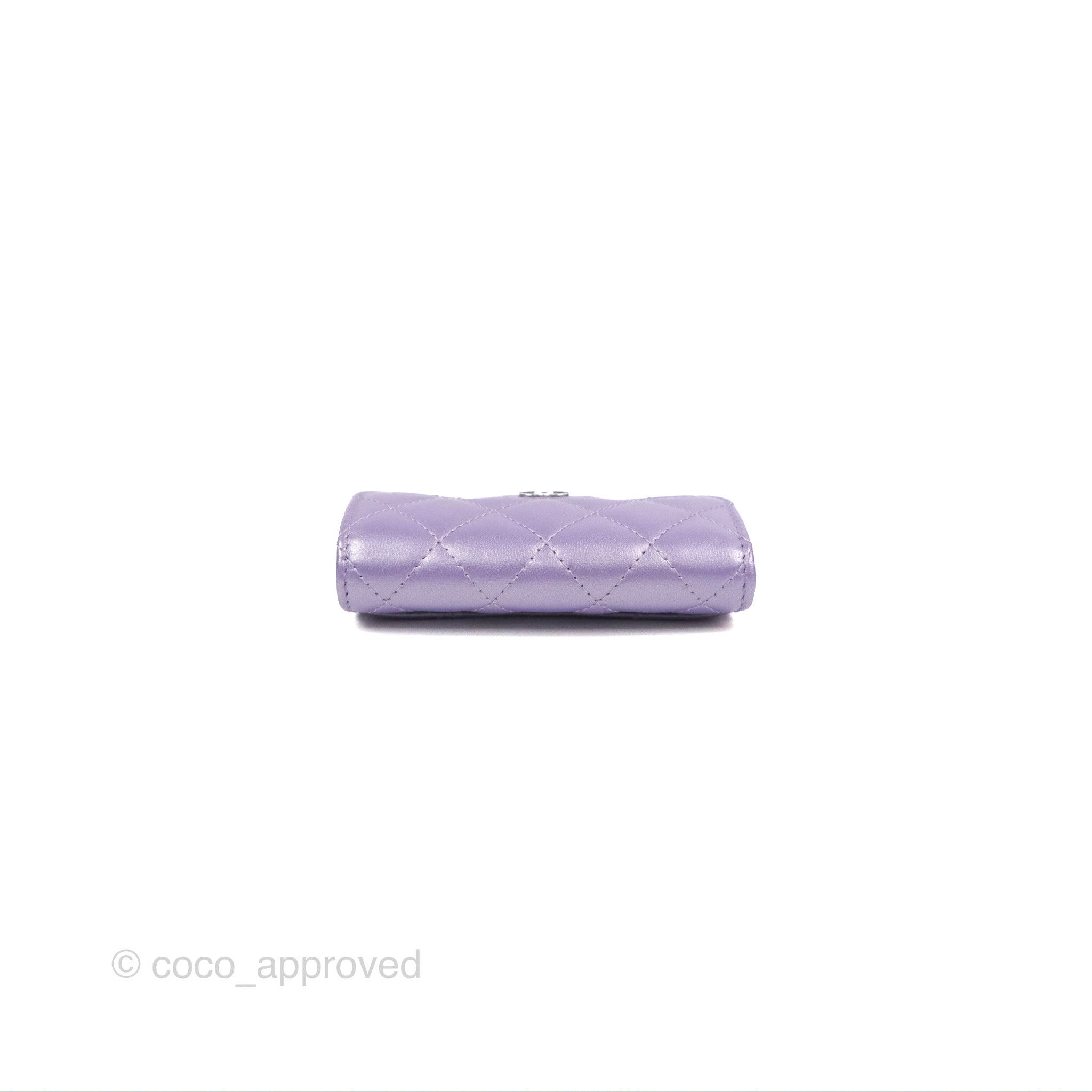 Chanel Classic Flap Card Holder - Quilted Iridescent Purple Lambskin with Silver Hardware | Luxury Wallet for Women, Perfect for Everyday Use & Special Occasions