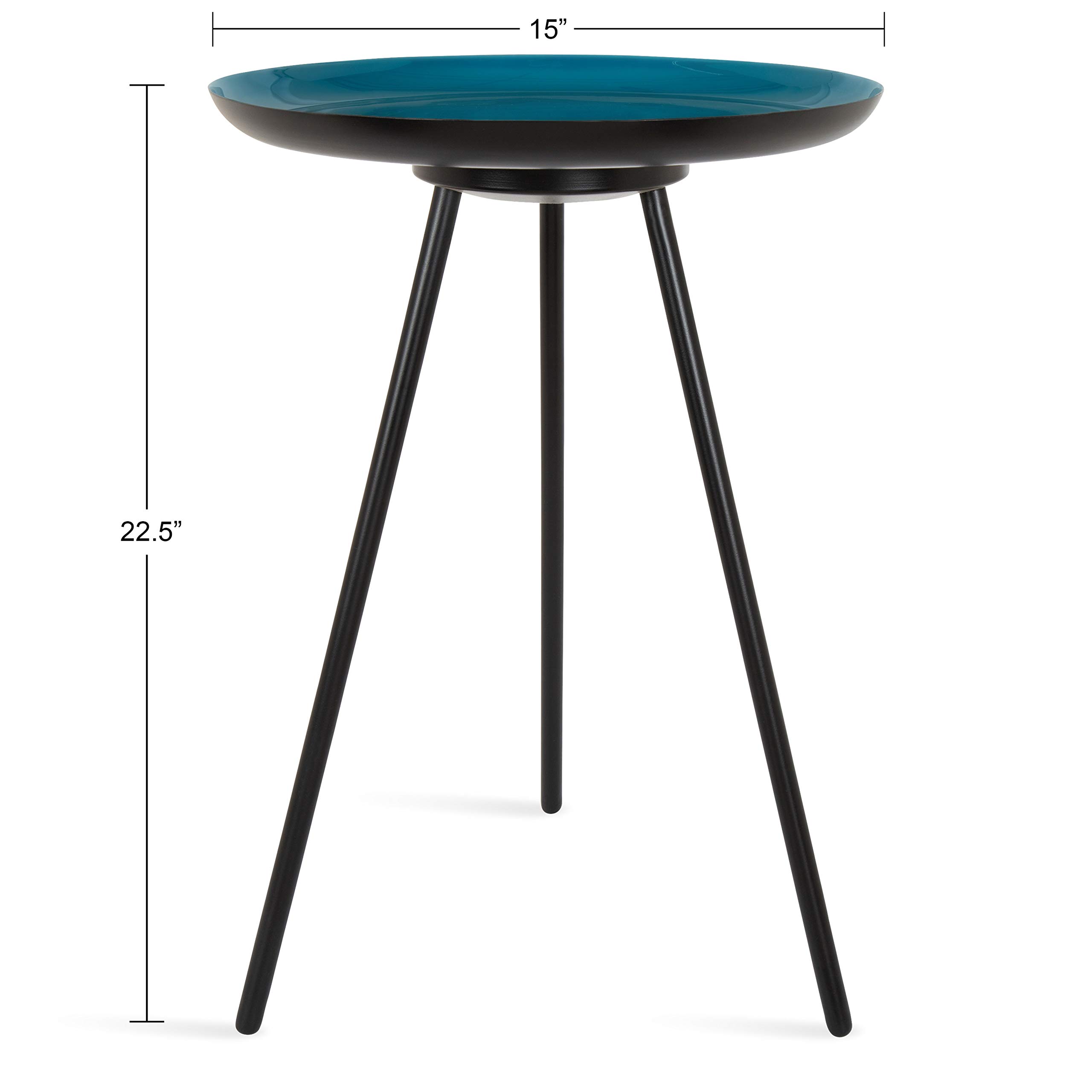 Kate & Laurel Laranya Modern Side Table - 15x15x22.5 Inch Minimalist End Table in Teal & Black - Perfect for Living Room, Bedroom or Office Accent Furniture