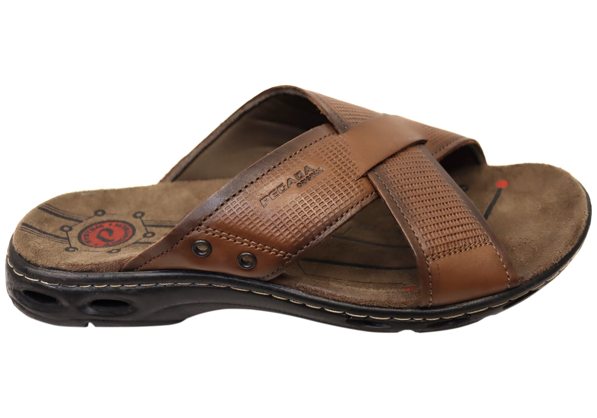 Hobbs Men's Comfortable Leather Slides Sandals - Handmade in Brazil - Casual Summer Footwear for Beach, Pool & Lounging