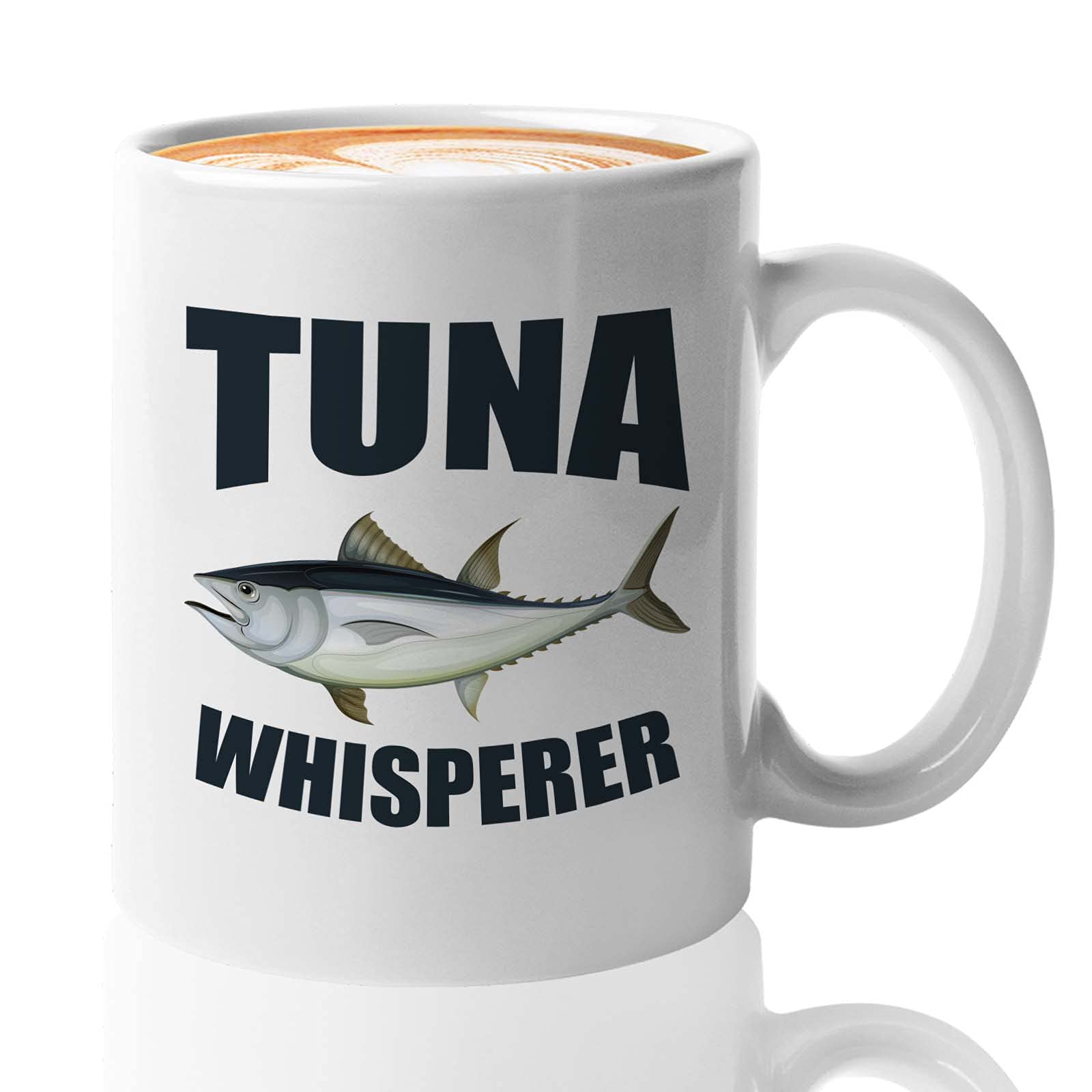 Bubble Hugs Fisherman Coffee Mug 11oz White - Funny Tuna Whisperer Design - Perfect Gift for Anglers & Fishing Enthusiasts - Great for Coffee, Tea or Beer While Fishing, Camping or Outdoor Adventures