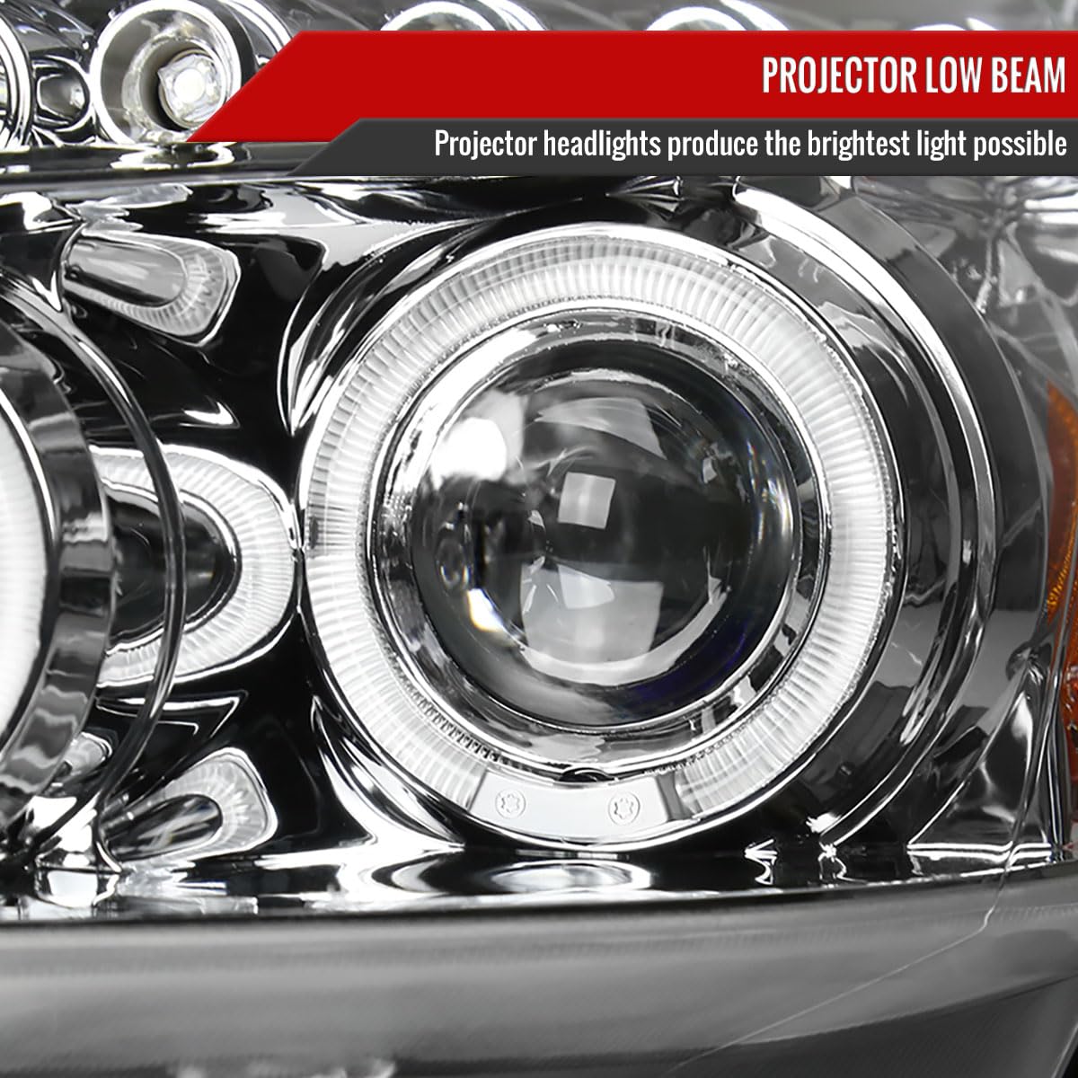 03-07 Honda Accord 2/4 Door Clear LED Dual Halo Projector Headlights - High Performance Replacement Headlamps for Night Driving & Style Upgrade