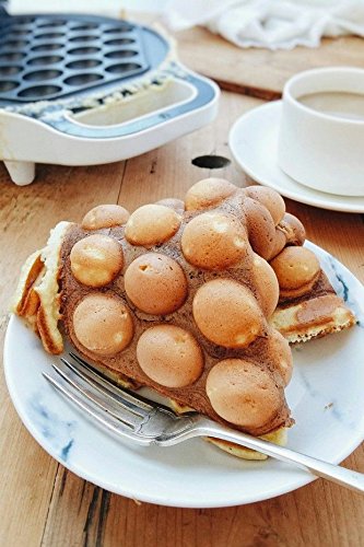 StarBlue Hong Kong Bubble Waffle Maker - 640W Electric Egg Puff Maker with Bonus Recipe eBook - White - 5-Minute Quick Cooking - Perfect for Breakfast, Desserts, and Party Snacks - UK Plug (220-240V 50/60Hz)