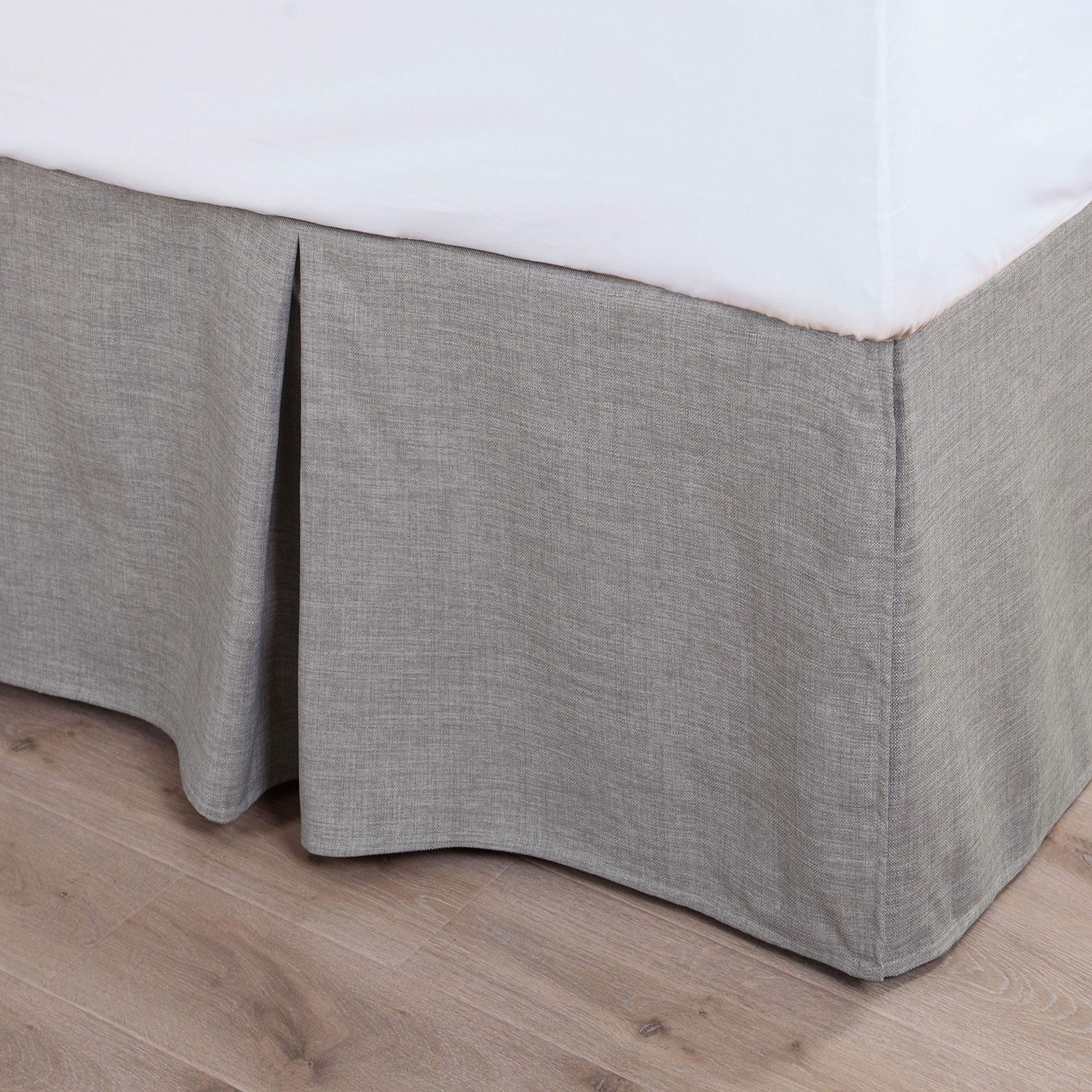 Premium Taupe Faux Linen Bed Skirt Queen Size - Modern Rustic Luxury Bedding for Traditional & Contemporary Bedrooms - Perfect for Master Suites, Guest Rooms & Airbnb Styling