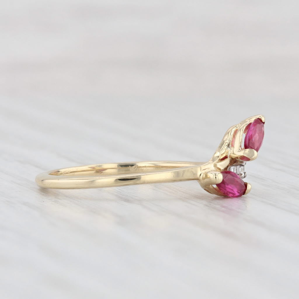 0.40ctw Natural Ruby and Diamond Bypass Ring in 14k Yellow Gold - Size 6 - Elegant Wedding, Engagement, Anniversary Gift for Her