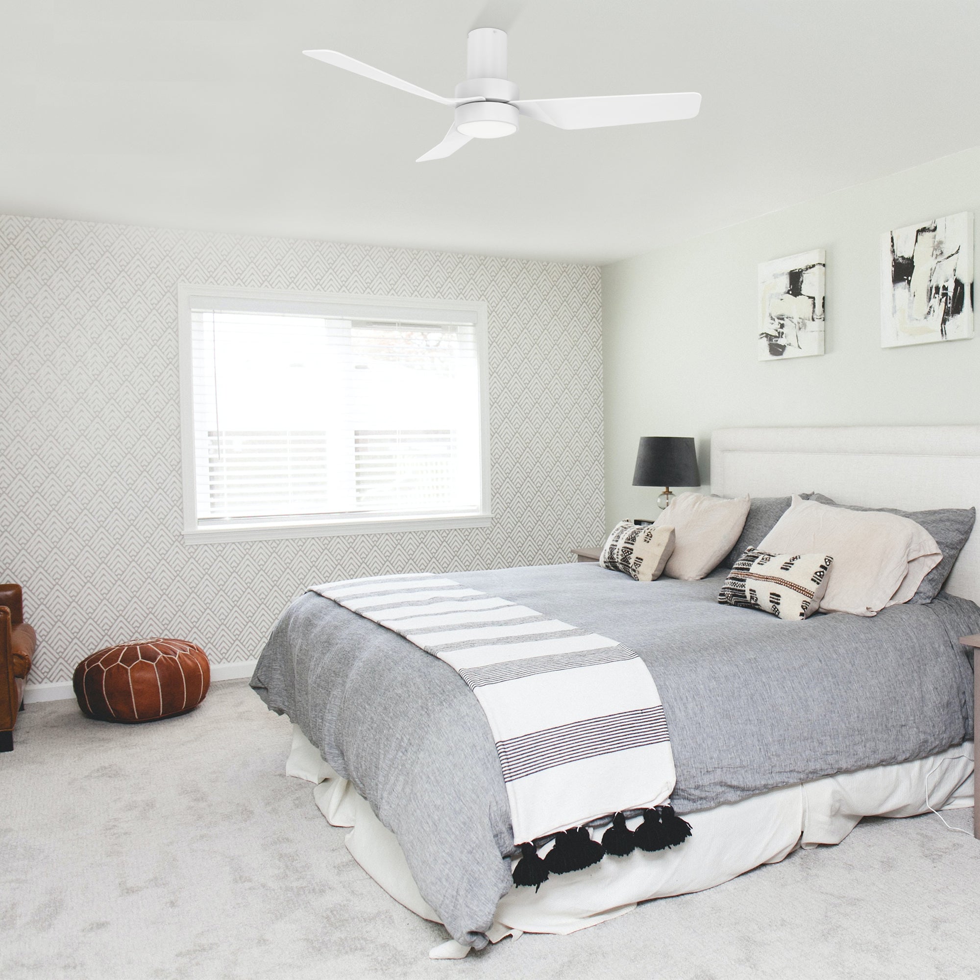 Barnet 44 Inch Smart Ceiling Fan with LED Light & Remote Control - Flush Mount Design for Bedroom, Living Room & Office | Energy Efficient & Quiet Operation