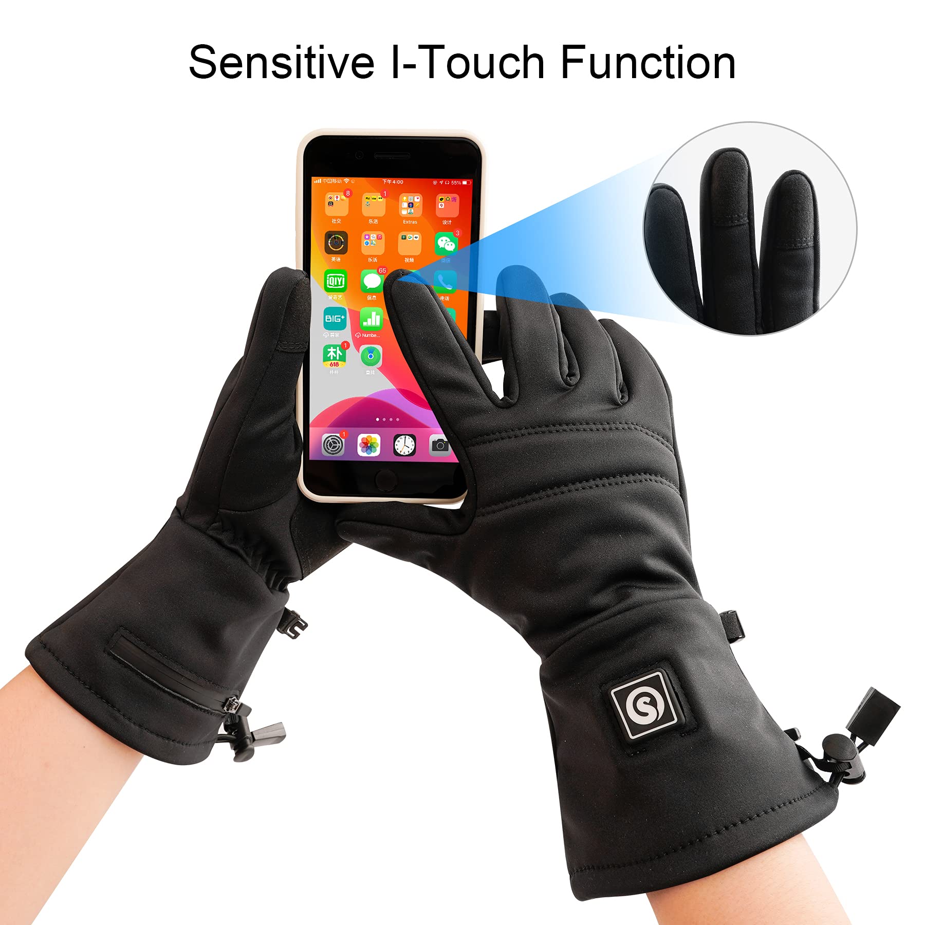DAY WOLF Heated Glove Liners - Rechargeable Electric Hand Warmers for Men & Women - Winter Sports Gear for Snow Biking, Skiing, Cycling, Hunting & Snowboarding - Stay Warm in Cold Weather Outdoor Activities