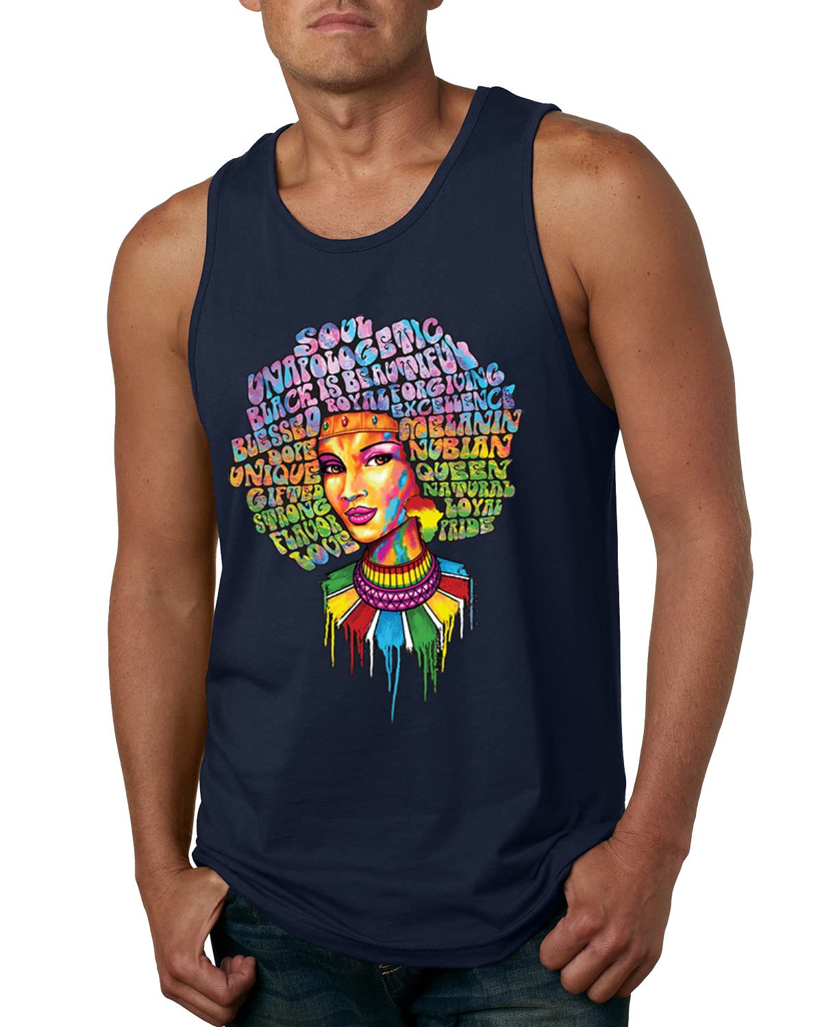 Wild Bobby Words of Character Strong Black Woman Black Pride Graphic Tank Top for Men - Perfect for Casual Wear, Gym, and Summer Outfits