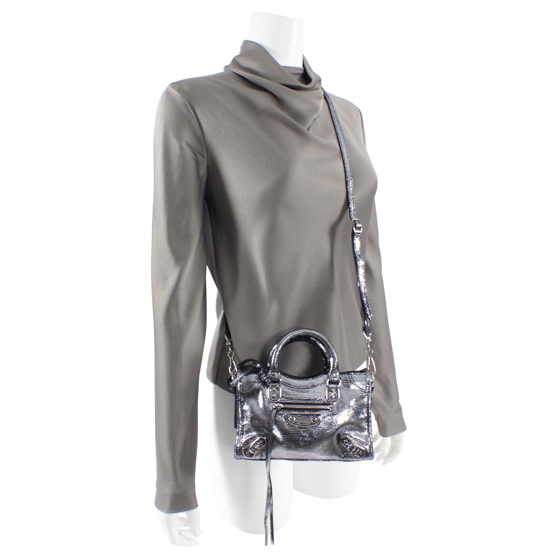 Balenciaga Micro Silver City Crossbody Bag - Limited Edition Luxury Handbag for Women | Perfect for Parties, Travel & Everyday Use