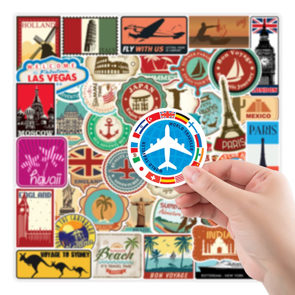 100-Piece Travel City Sticker Pack - Famous Landmark Decals for Laptops, Water Bottles & Luggage - Perfect for Travel Enthusiasts, Scrapbooking & DIY Projects