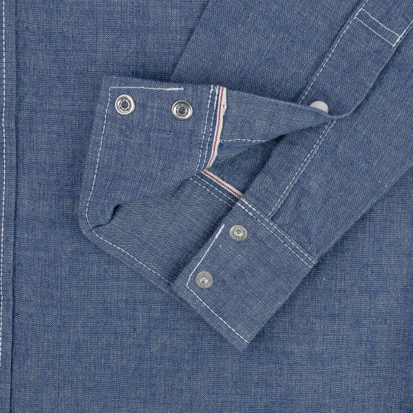 Iron Heart IHSH-13 10oz Selvedge Chambray Western Shirt - Premium Denim Work Shirt for Men in Classic Blue | Ranch Work, Casual Wear & Outdoor Adventures