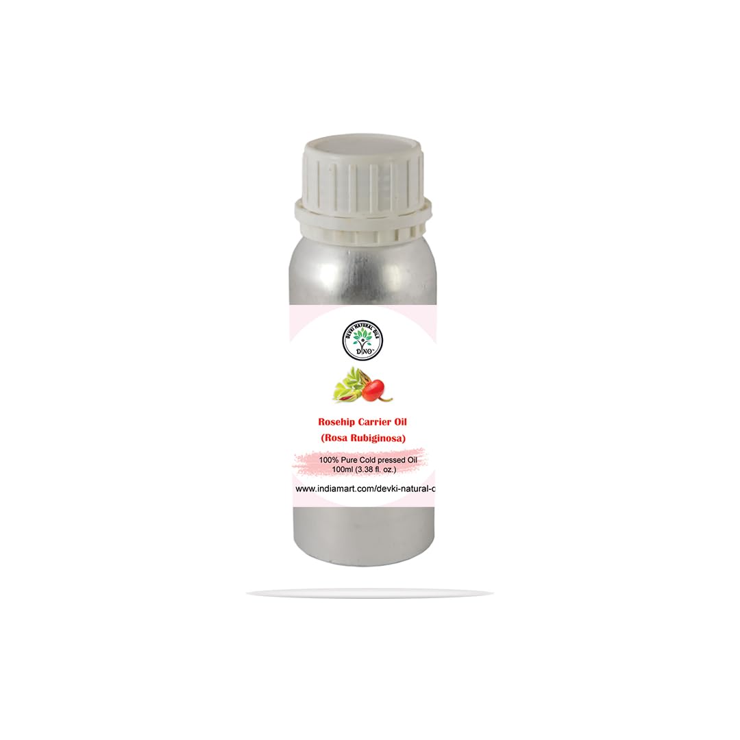 Pure & Undiluted DVNO Rosehip Carrier Oil for Skin Balancing, Moisturizing & Anti-Aging | Reduces Fine Lines & Wrinkles | Perfect for Facial Massage, Night Care & DIY Beauty Recipes (100ml)