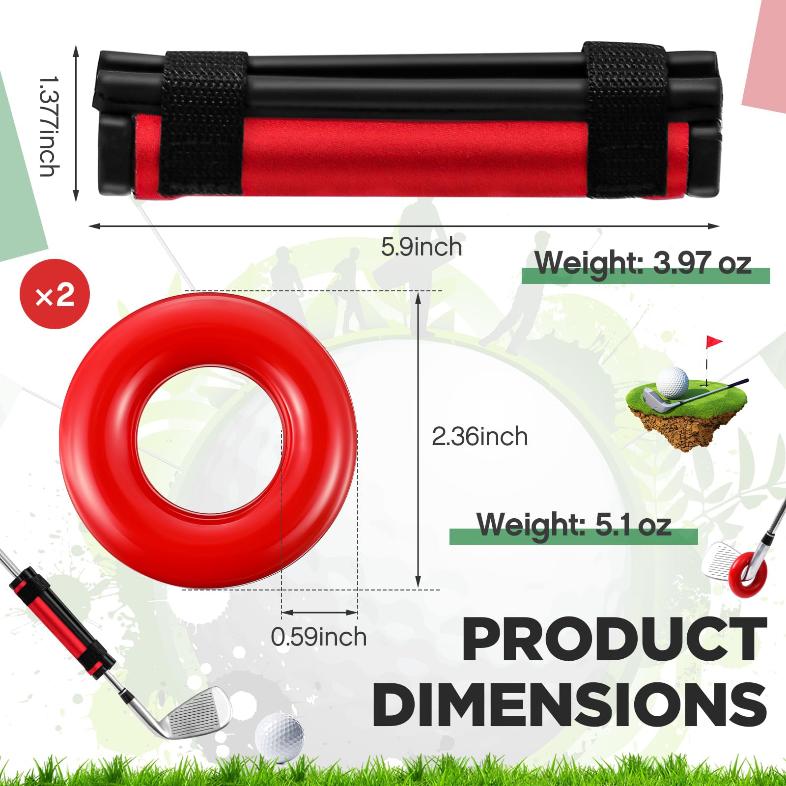 **Golf Swing Trainer Rings with 2 Weighted Donuts – Adjustable Golf Club Weights for Practice, Warm Up & Swing Improvement – Perfect for Driving Range & Home Training**