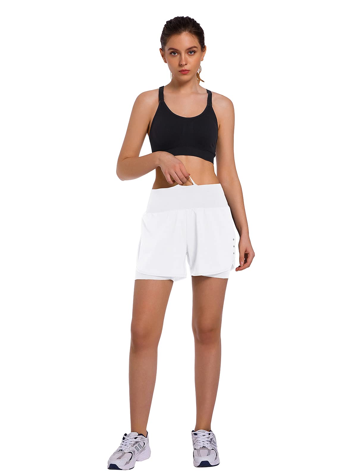 Ksmien Women's 2-in-1 Running Shorts with Phone Pockets - Lightweight Athletic Workout Shorts for Gym, Yoga & Outdoor Activities | Moisture-Wicking & Breathable for Comfortable Exercise