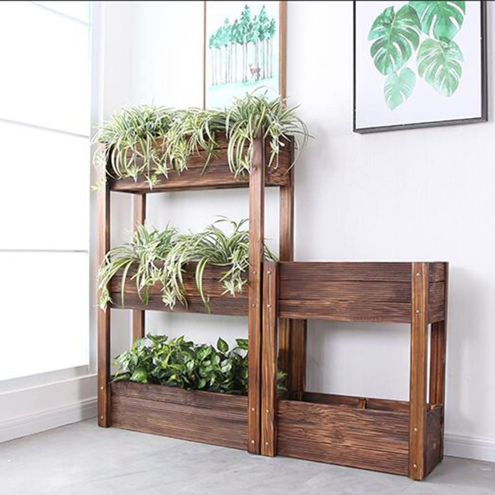 Elevated Garden Bed with 3 Planters - 40x25x120cm Freestanding Vertical Planter Box for Vegetables, Strawberries, Flowers (Brown) - Perfect for Patio, Balcony & Small Space Gardening