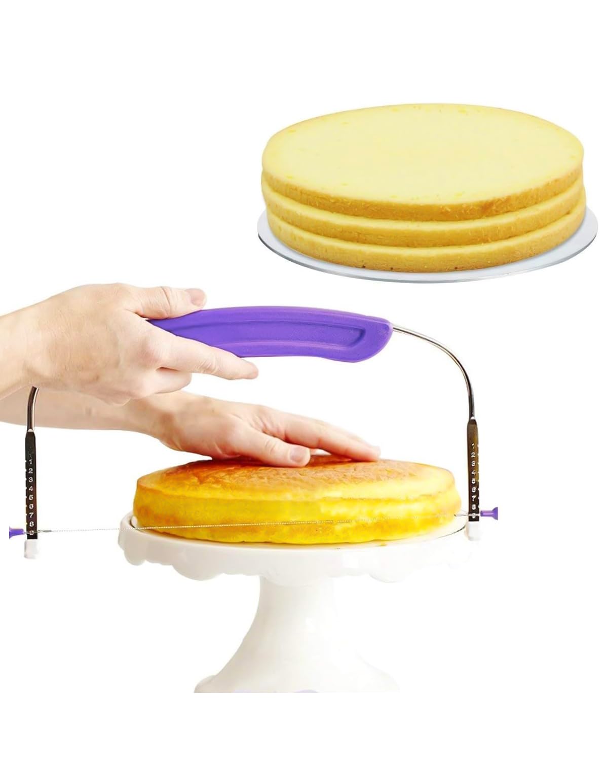 Adjustable Cake Leveler & Slicer - Professional 10 Inch Layer Cake Wire Cutter for Perfect Even Slices - Ideal for Wedding & Birthday Cakes - Essential Baking Tool for Home Bakers and Professional Chefs