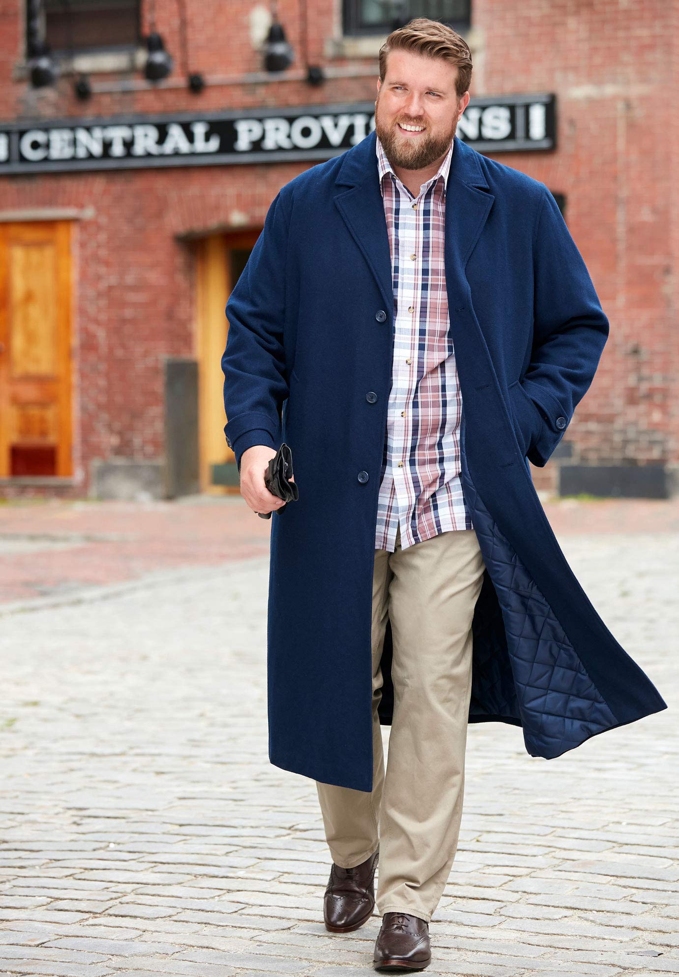KingSize Men's Big & Tall Wool-Blend Long Overcoat - Winter Warm Formal Coat for Business & Outdoor Events