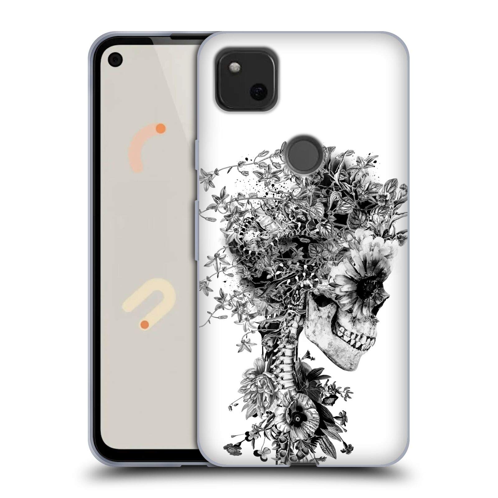 Black & White Skulls Google Pixel 4a Case - Soft Gel Cover for Daily Protection