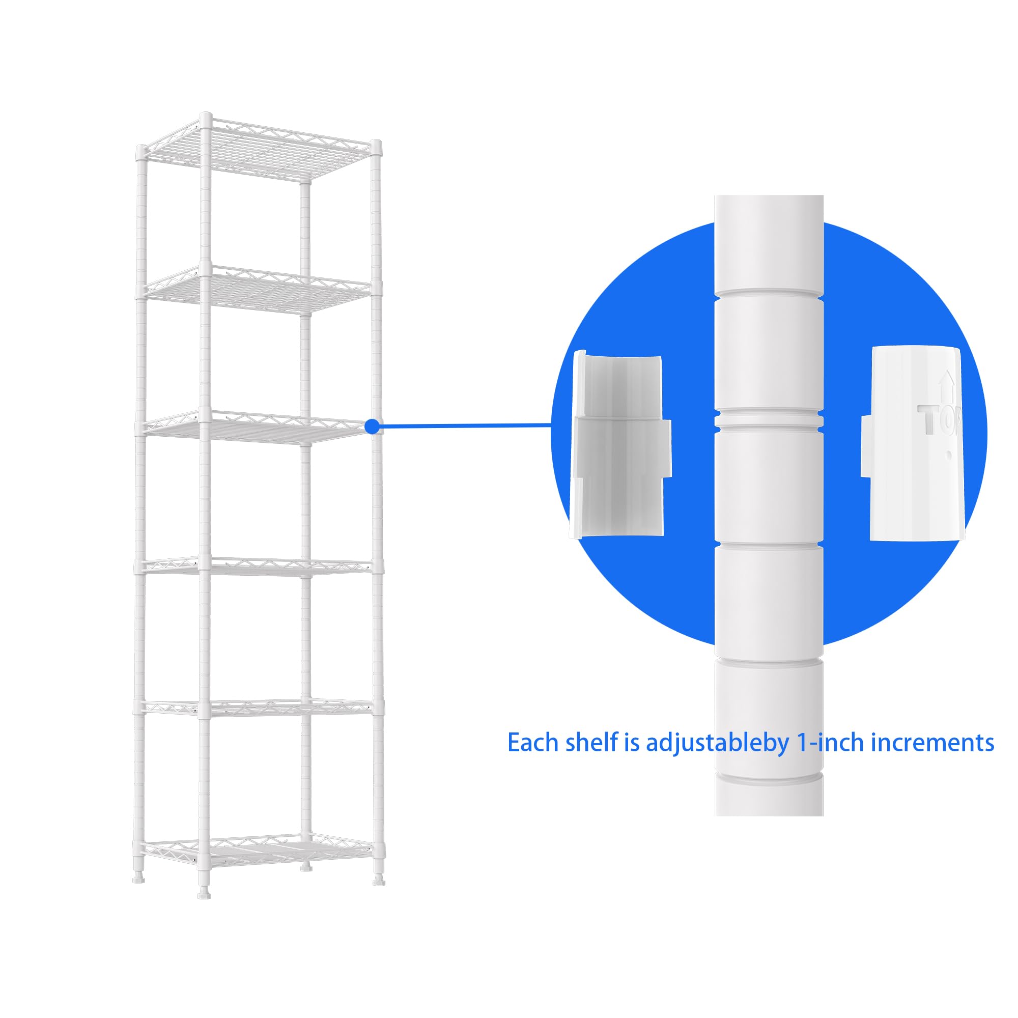 REGILLER 6-Tier Adjustable Steel Wire Shelving Unit - 11.7