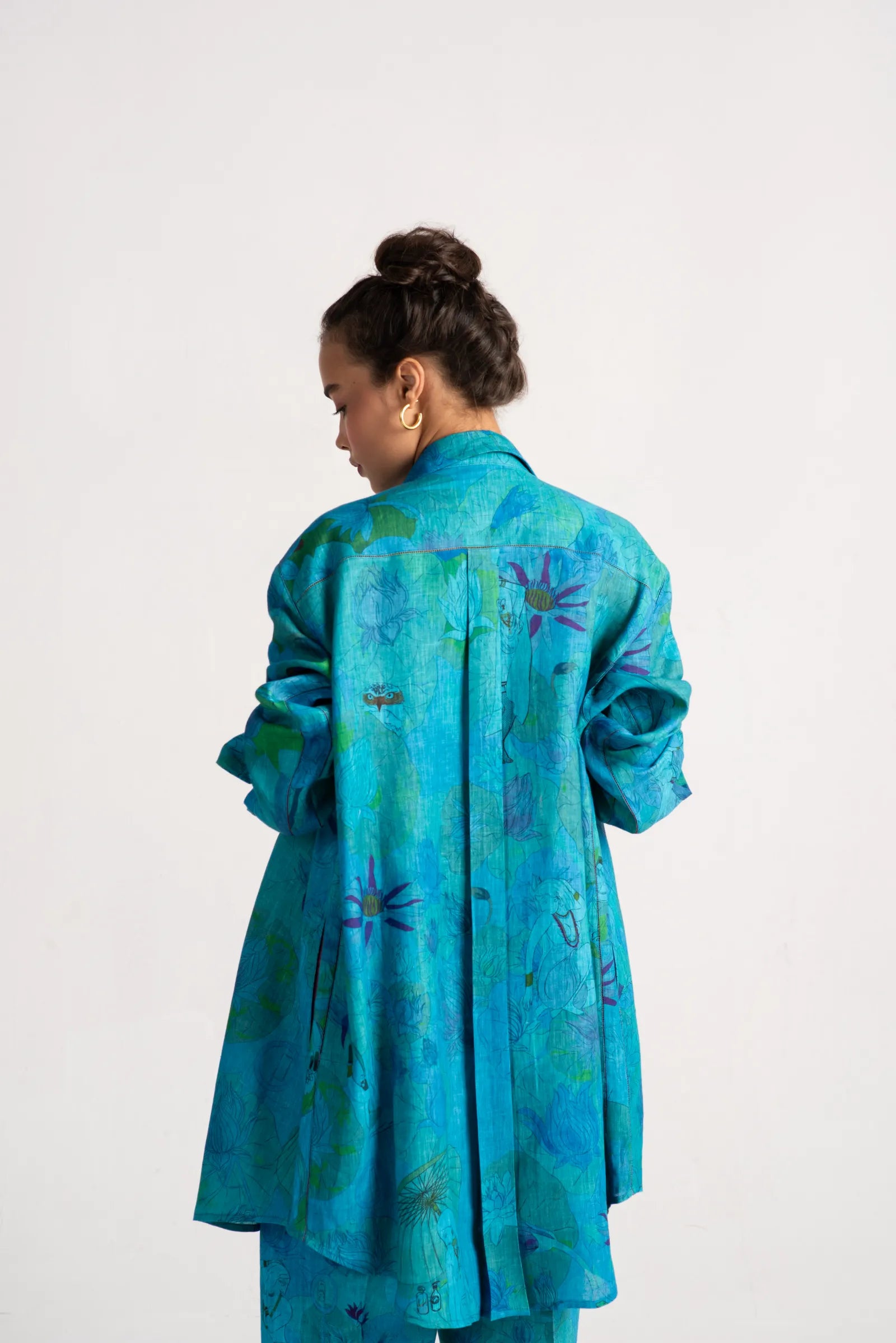 Premium Udaan Shir Linen Aqua Blue Dress - Elegant Summer Casual Wear for Women | Perfect for Beach Outings, Vacations & Date Nights