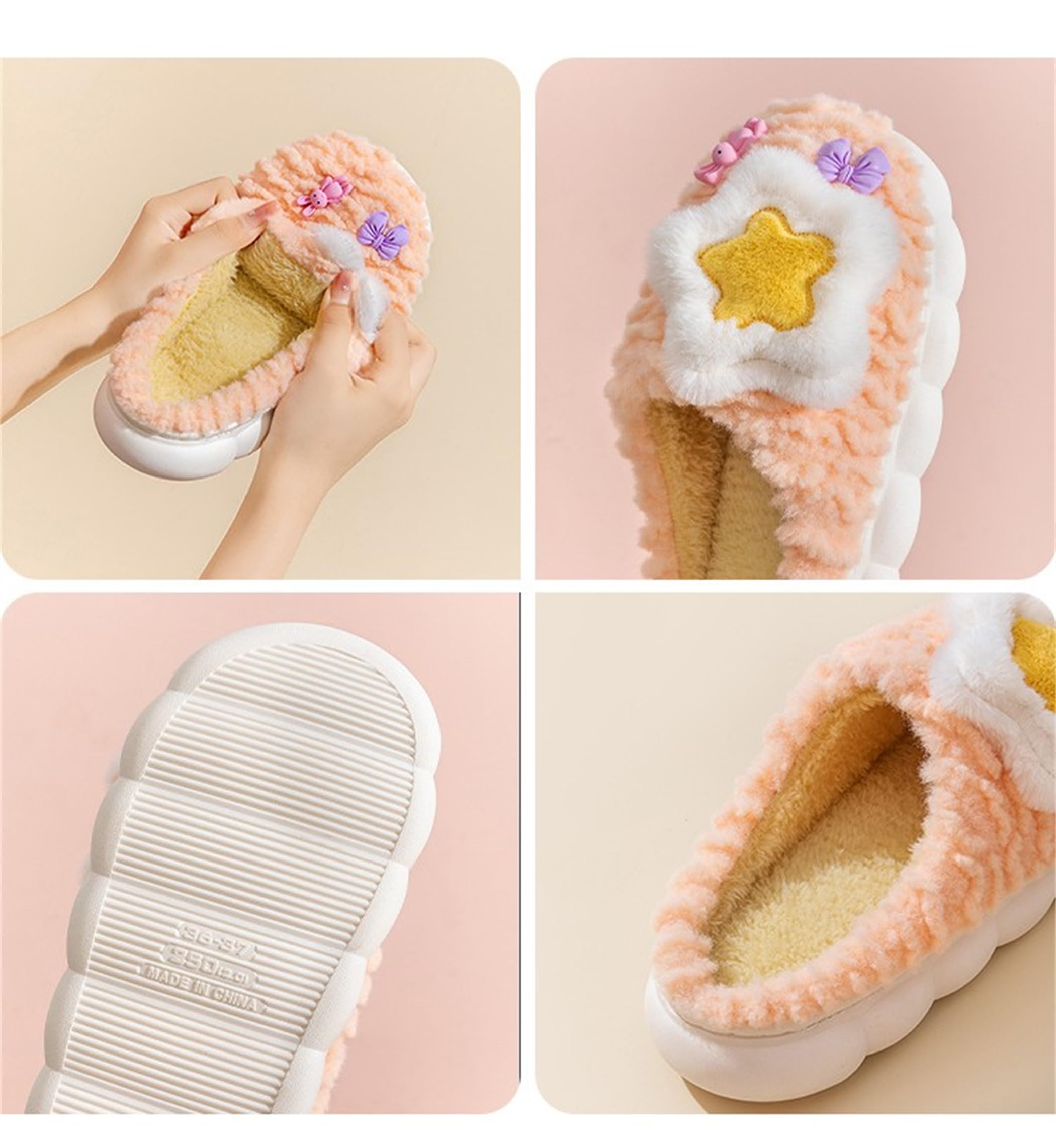 Star Cotton Slippers for Men & Women - Ultra Soft Plush Indoor House Shoes for Home Comfort | Cozy Lounge Wear for Relaxing Evenings