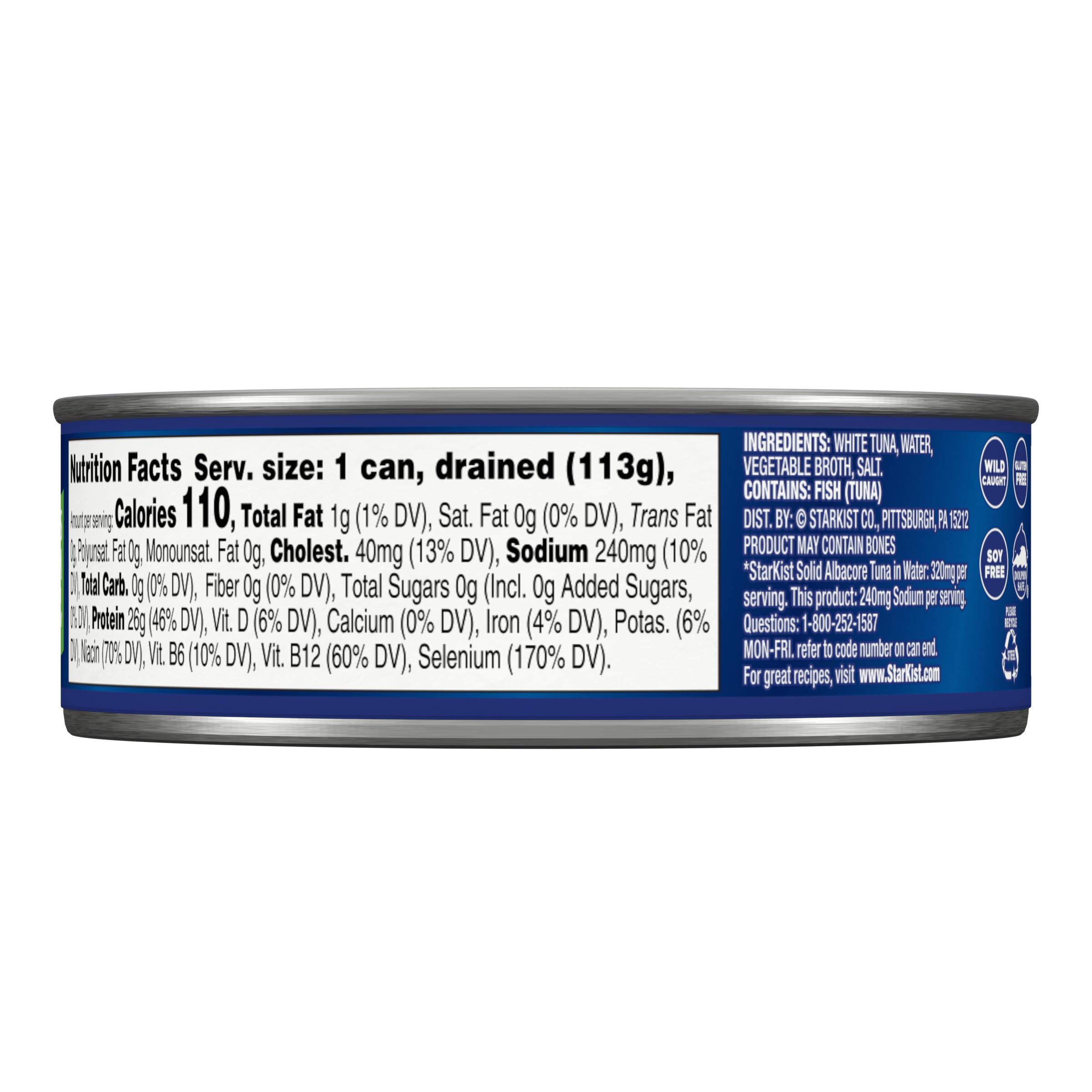 StarKist Solid White Albacore Tuna in Water - Low Sodium, High Protein Canned Tuna, 5 oz (Pack of 12) - Perfect for Salads, Sandwiches & Healthy Meal Prep
