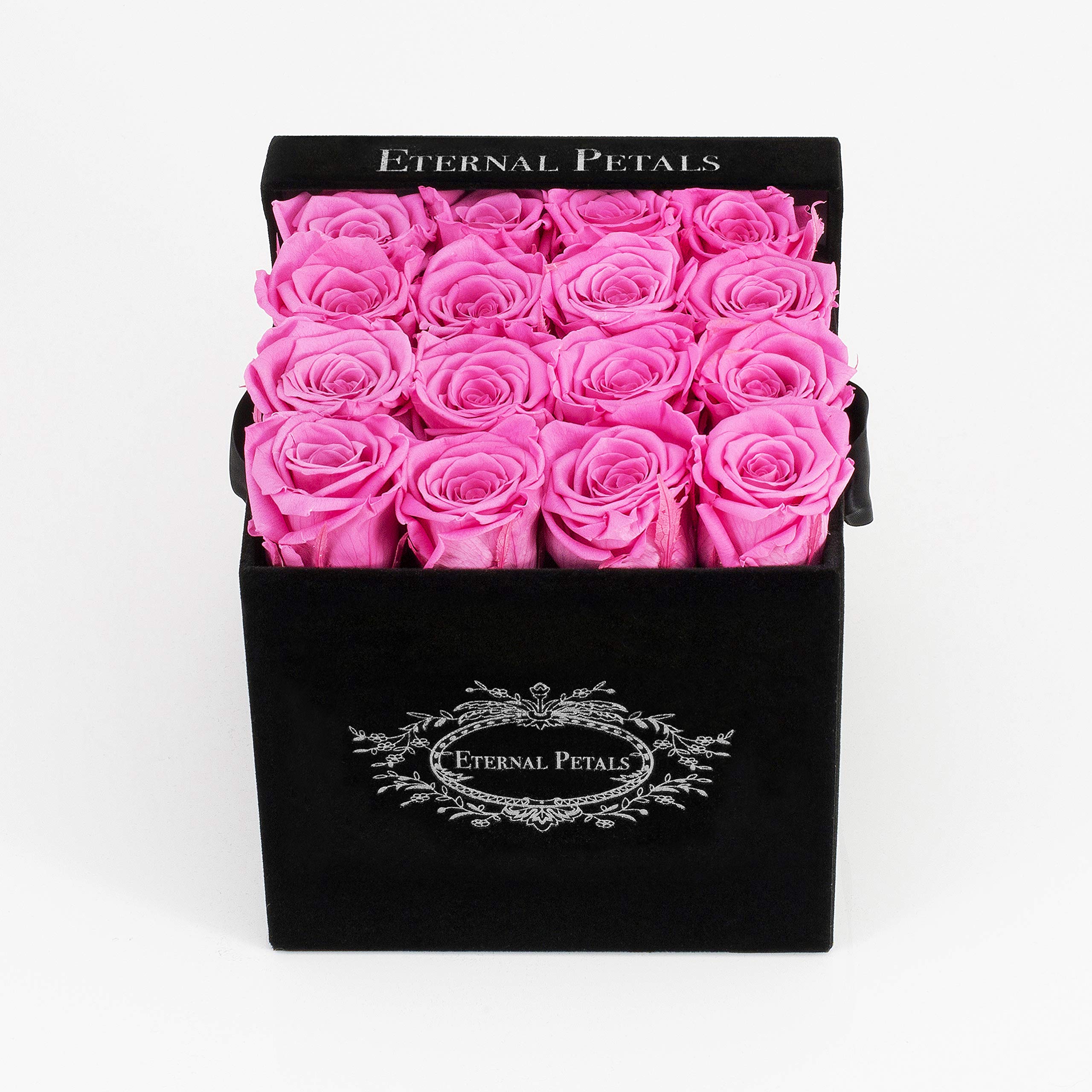 Real Preserved Roses That Last 1 Year+ | Handcrafted in London | 16 Pink Roses in Elegant Black Gift Box | Perfect for Anniversaries, Valentine's Day & Home Decor
