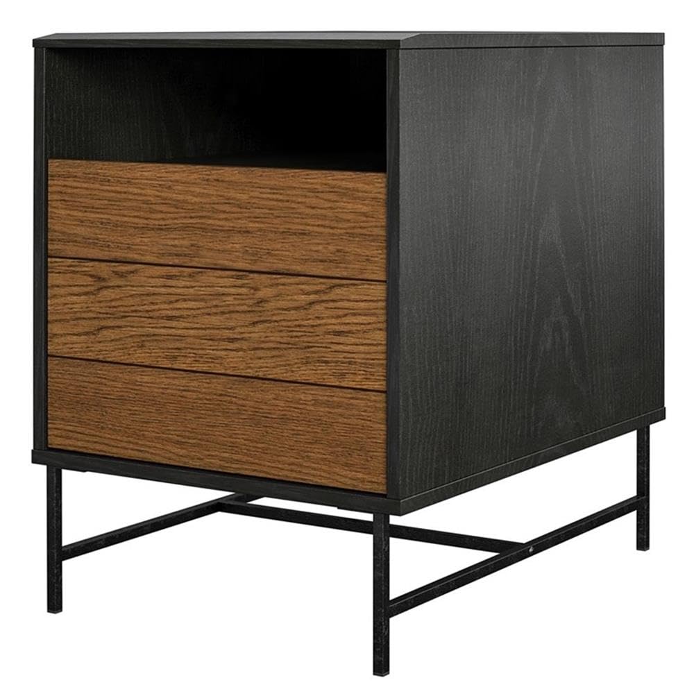 Ameriwood Home Reznor End Table - Black Oak Finish, Small Side Table for Living Room, Bedroom, or Office - Modern Nightstand with Sturdy Wood Construction