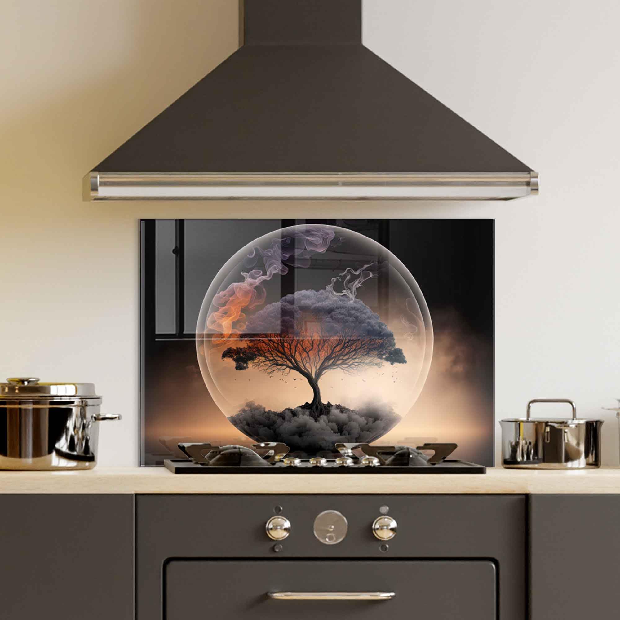 Tempered Glass Kitchen Backsplash - 30x14 Inch Heat-Resistant Stove Top Cover & Splash Guard, Durable Cutting Board & Wall Decor for Modern Home Kitchens | Perfect for Cooking, Food Prep & Stylish Interior Design