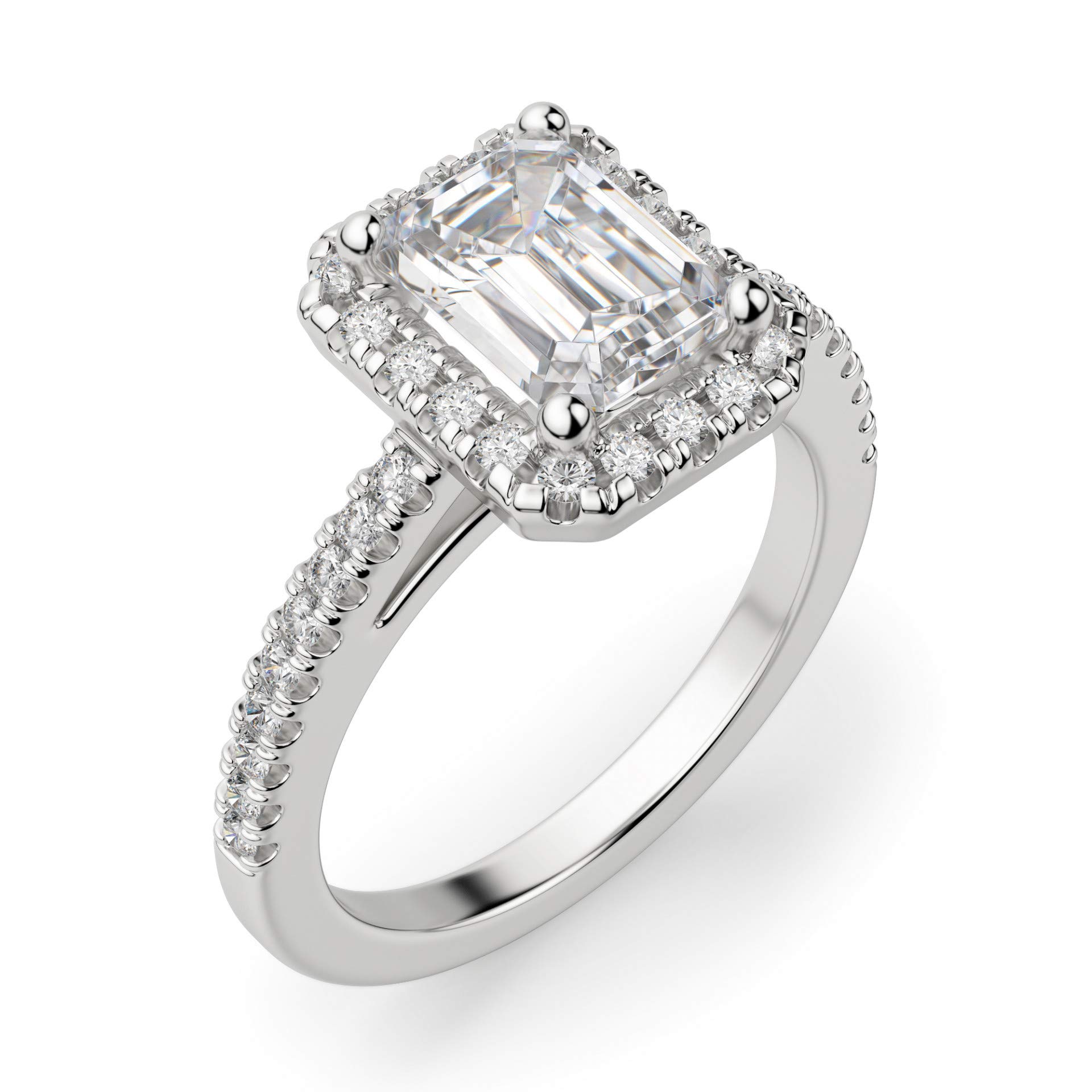 3 CT Emerald Cut Moissanite Engagement Ring Wedding Bridal Set, Diamond Anniversary Solitaire Ring with Halo Setting, Vintage Antique Silver Promise Ring for Women - Perfect for Proposals, Weddings, Anniversaries & Special Occasions