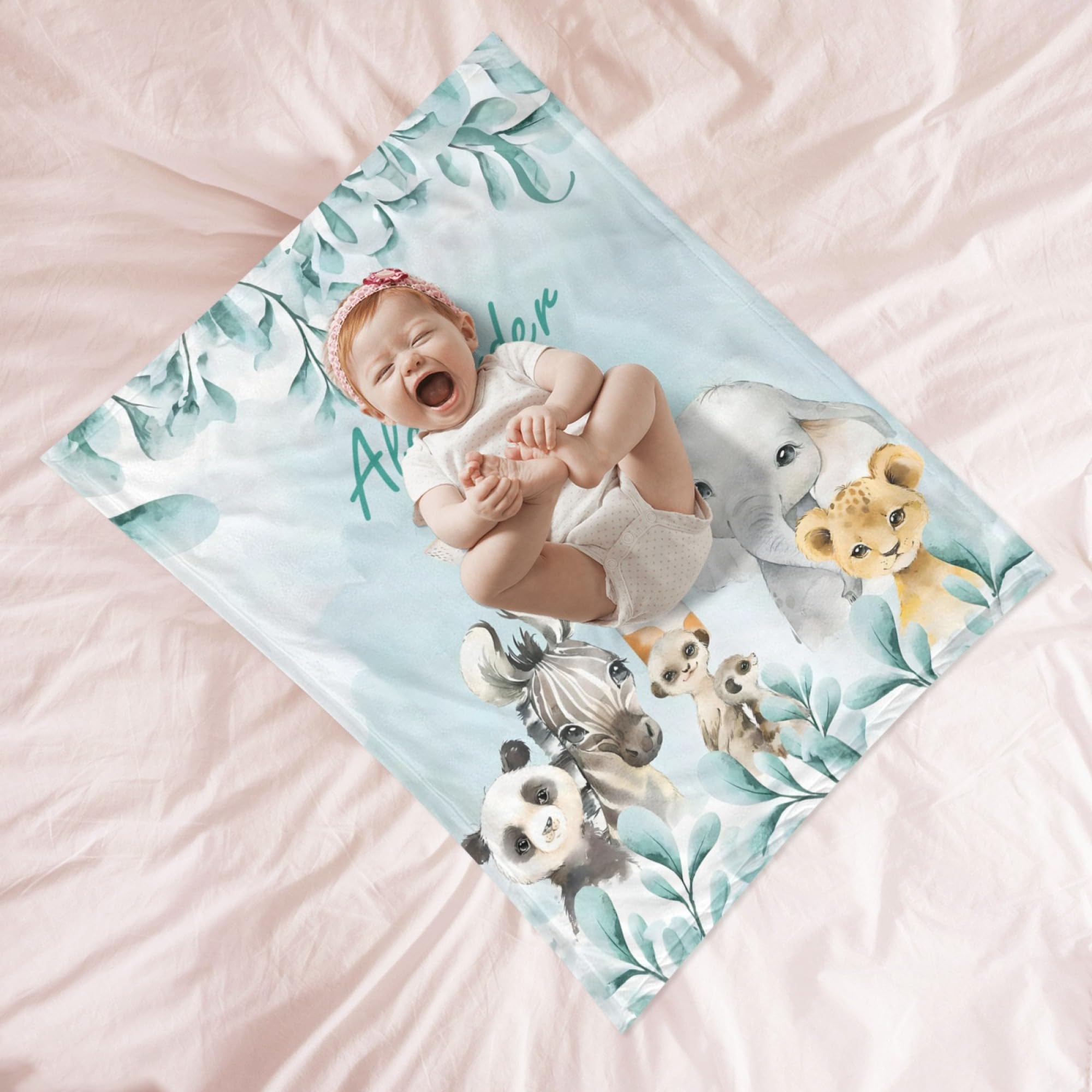Personalized Baby Blanket for Boys - Custom Name Embroidered Soft Blanket for Newborns & Toddlers - Perfect for Nursery, Gift, and Photo Shoots