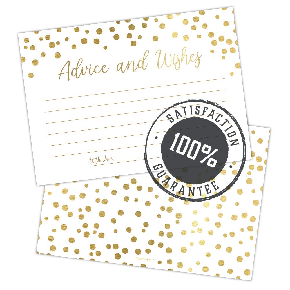 50 Elegant Gold Advice & Wishes Cards Set - Perfect Wedding Gift for Bride & Groom, Baby Shower, Bridal Party, Graduation, Anniversary & Retirement Celebrations - Ideal for Heartfelt Messages & Special Occasions