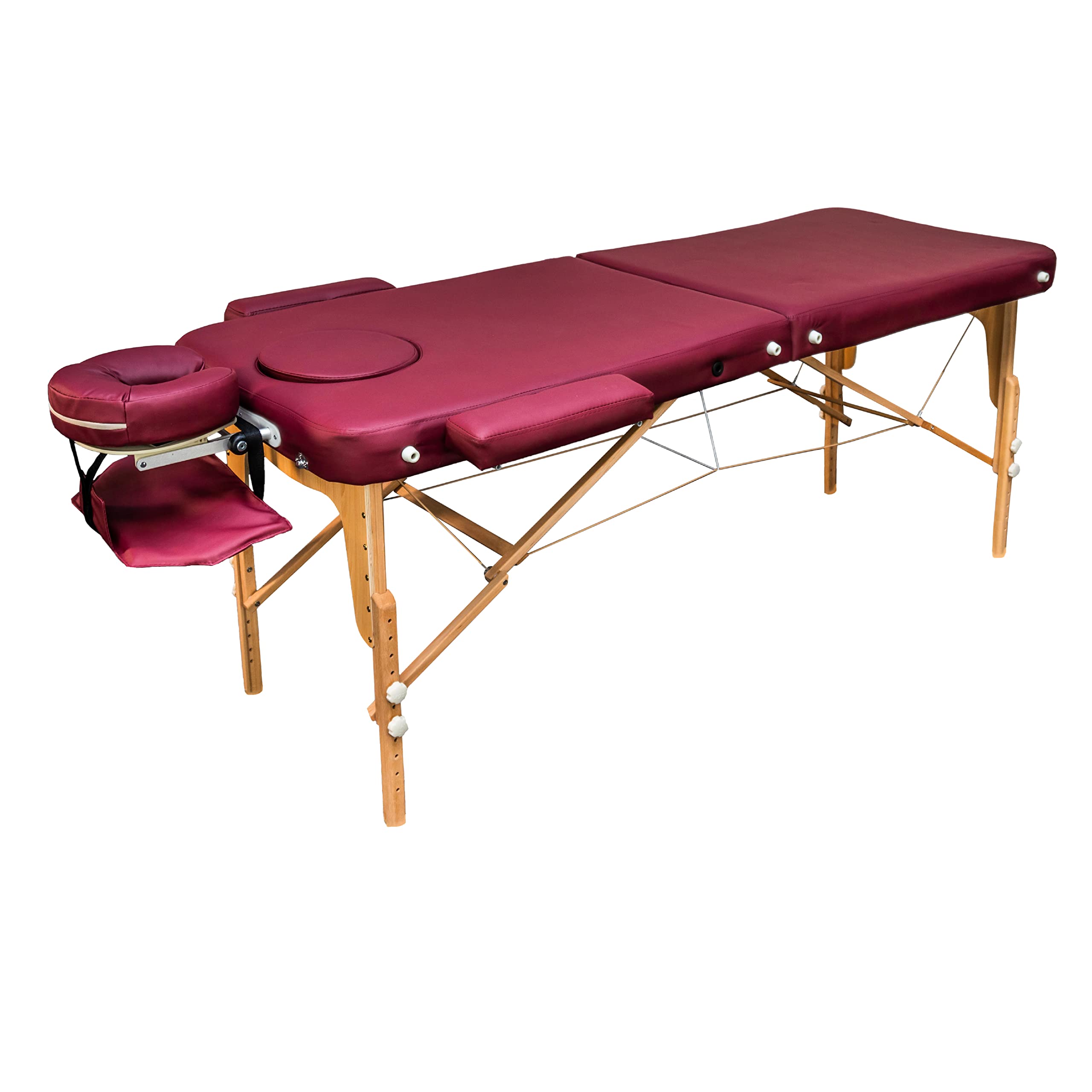 Premium ZEN Mobile Basic III Portable Massage Table - Foldable Physical Therapy Table with Aluminum Headrest, Armrests & Carry Bag - Ideal for Home Spa, Professional Massage Clinics & On-Site Therapies (Burgundy)