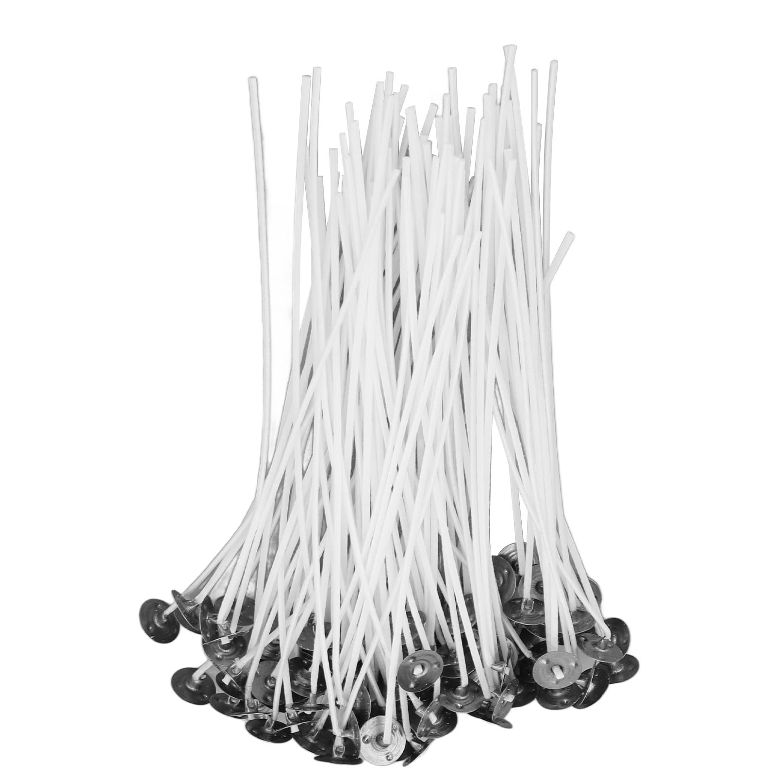 100pcs Natural Cotton Pre-Waxed Candle Wicks with Metal Base - Low Smoke DIY Candle Making Supplies for Scented, Aromatherapy & Decorative Candles - Perfect for Home, Wedding & Gift Crafting